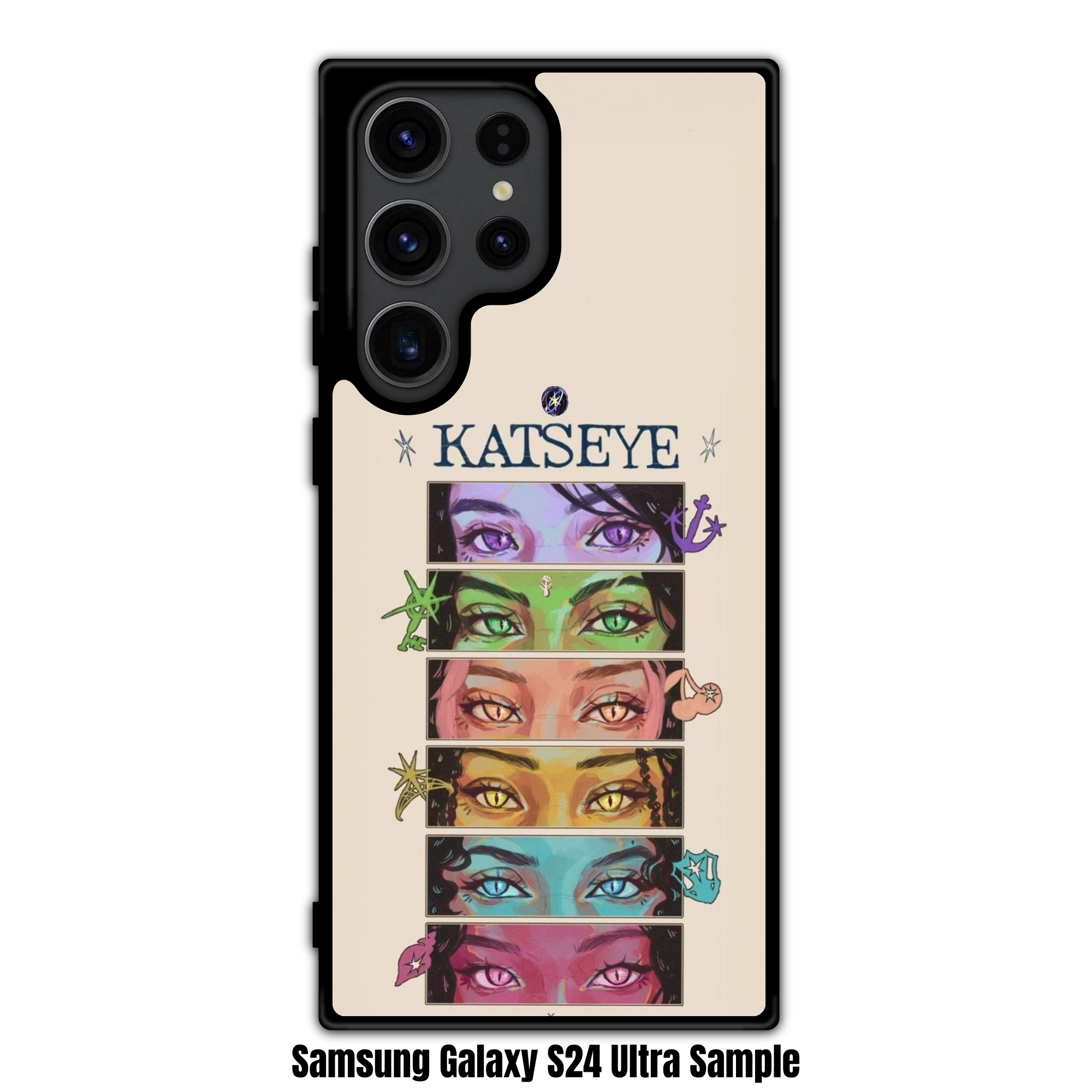 Katseye Phone Case For iPhone Samsung Galaxy Pixel - Katseye Artistic Eyes Illustration On Beige Background