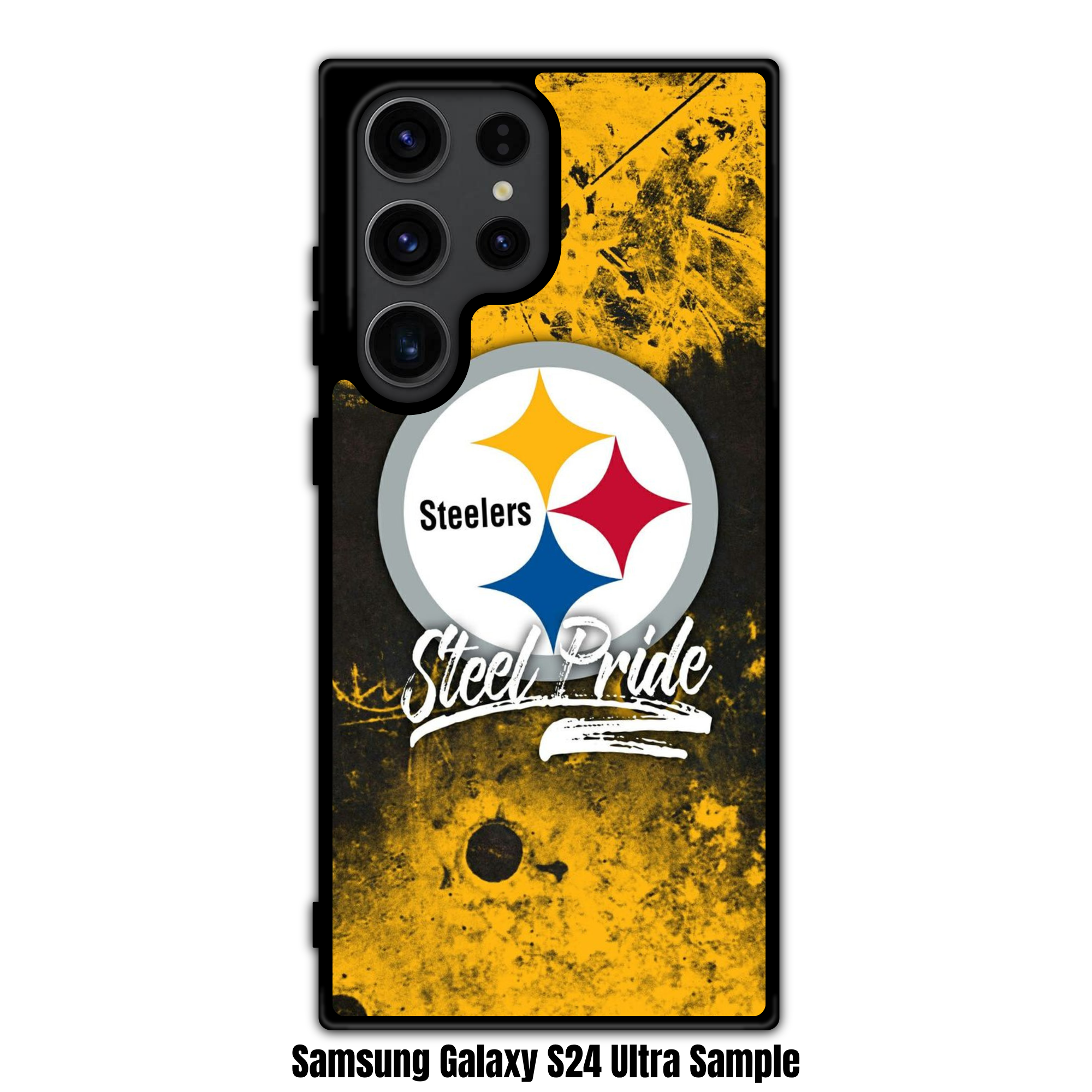 NFL Pittsburgh Steelers Phone Case For iPhone Samsung Galaxy Pixel - Pittsburgh Steelers Logo And Steel Pride Wordmark On Yellow Textured Background