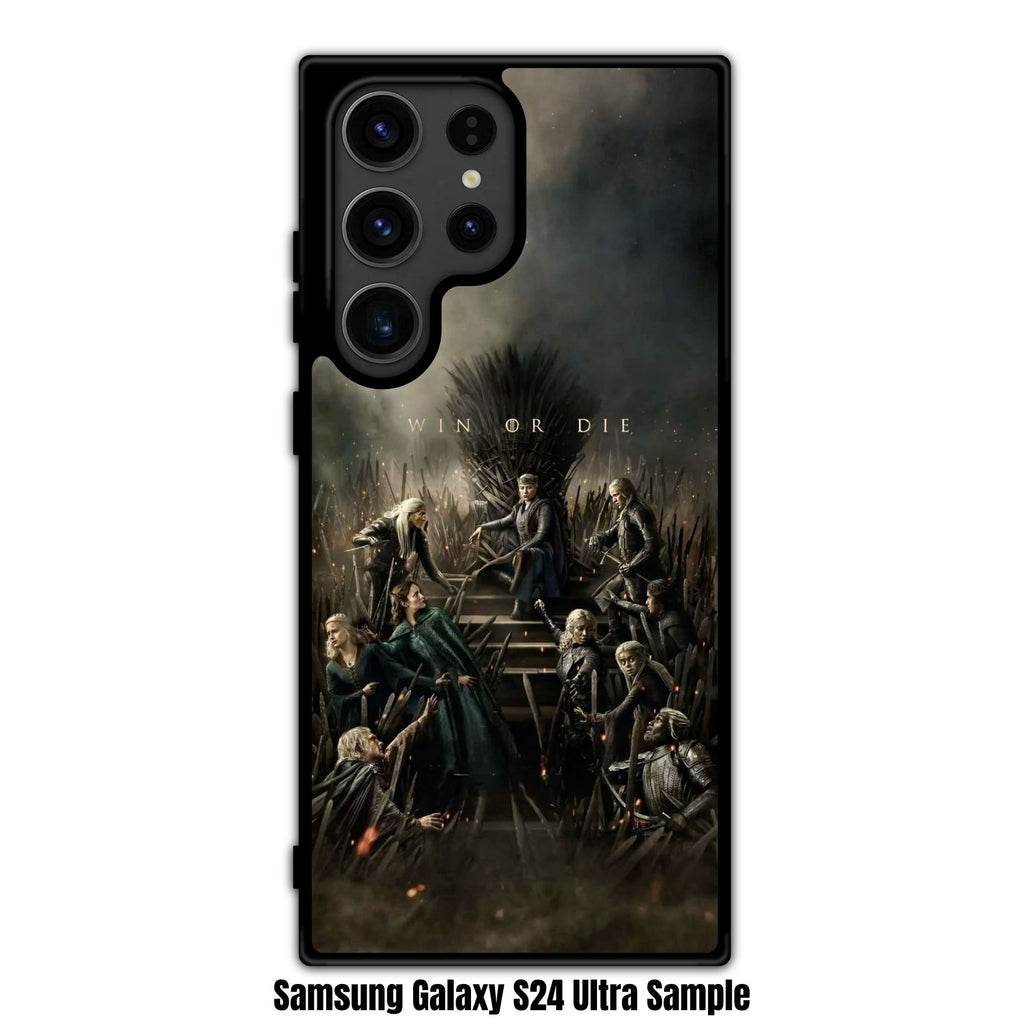 House Of The Dragon Phone Case For iPhone Samsung Galaxy Pixel - House Of The Dragon Win Or Die Iron Throne Cast Poster In Dark Cloudy Background