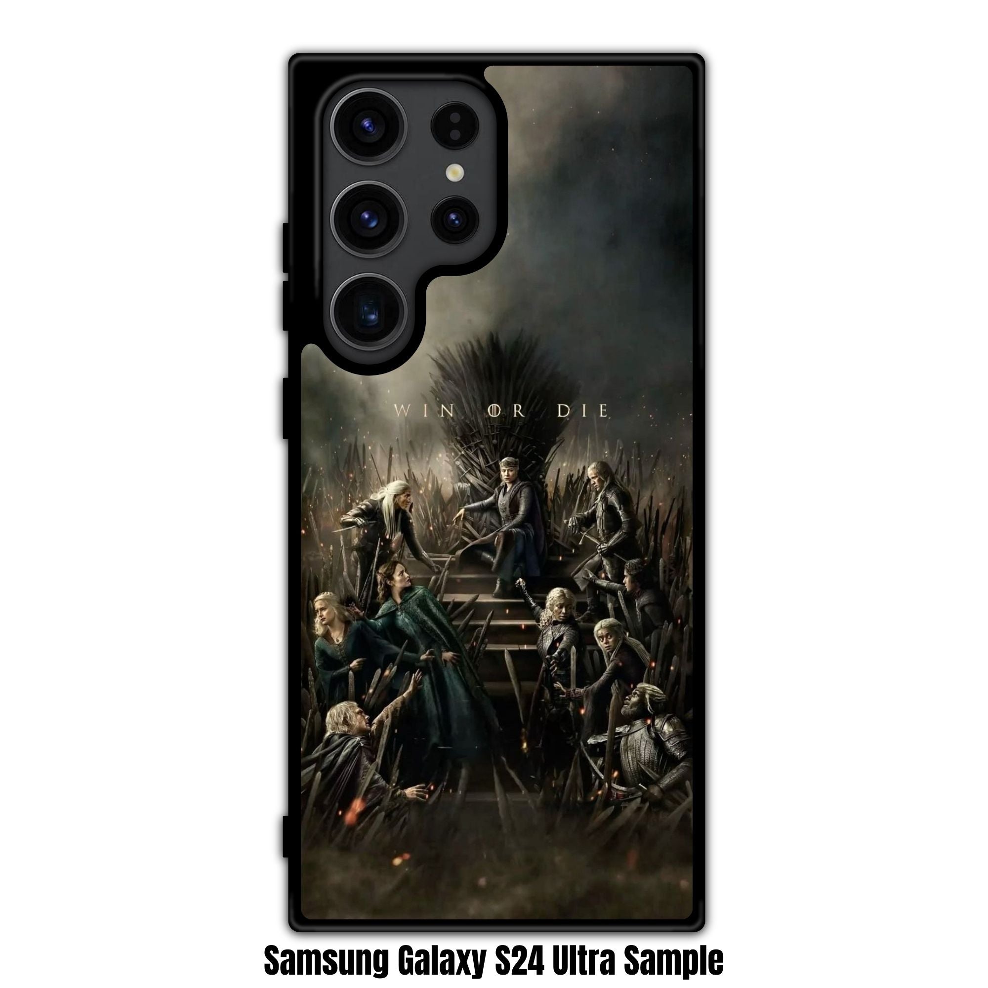 House Of The Dragon Phone Case For iPhone Samsung Galaxy Pixel - House Of The Dragon Win Or Die Iron Throne Cast Poster In Dark Cloudy Background
