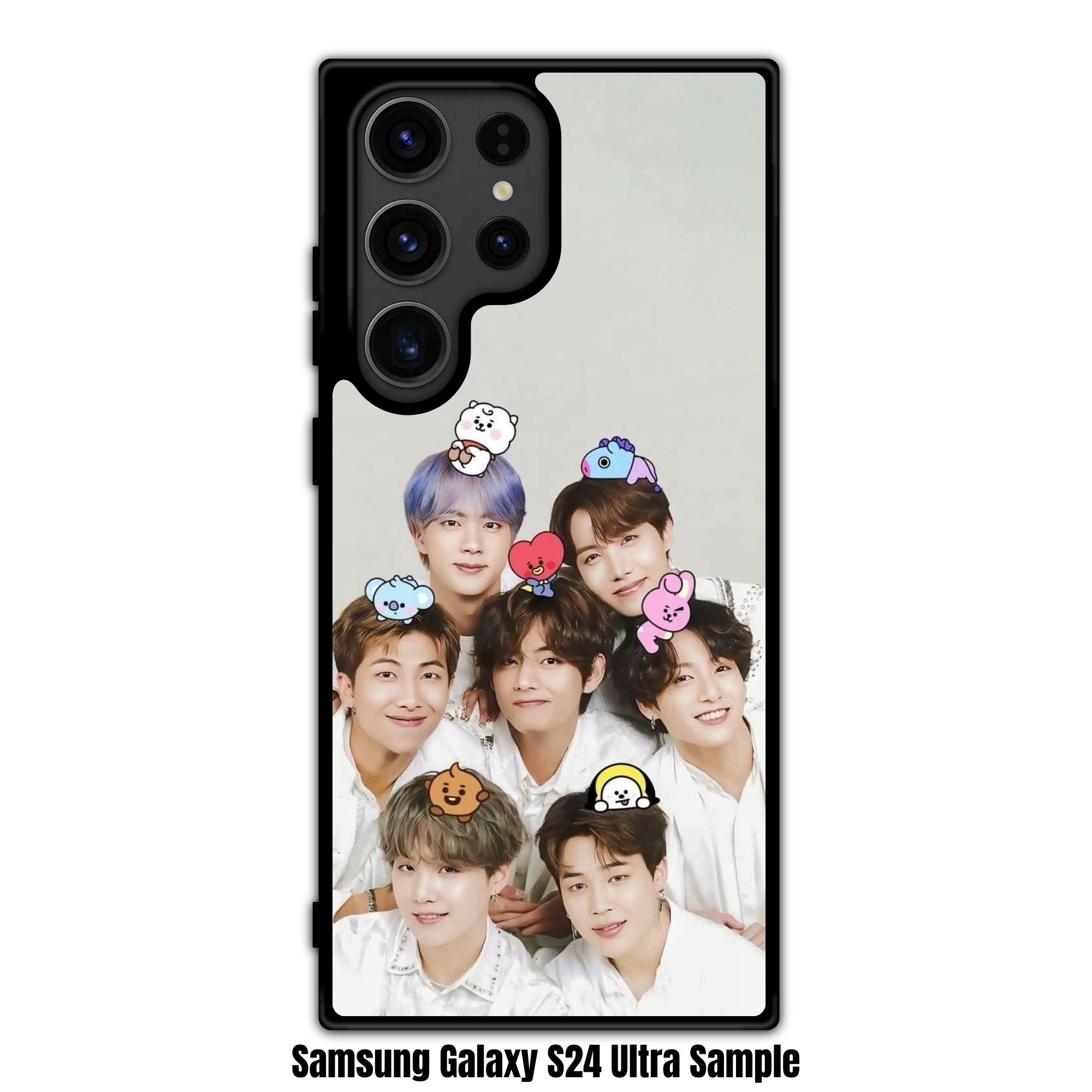 BTS Phone Case For iPhone Samsung Galaxy Pixel - BTS With BT21 Minis On Muted Grey Background