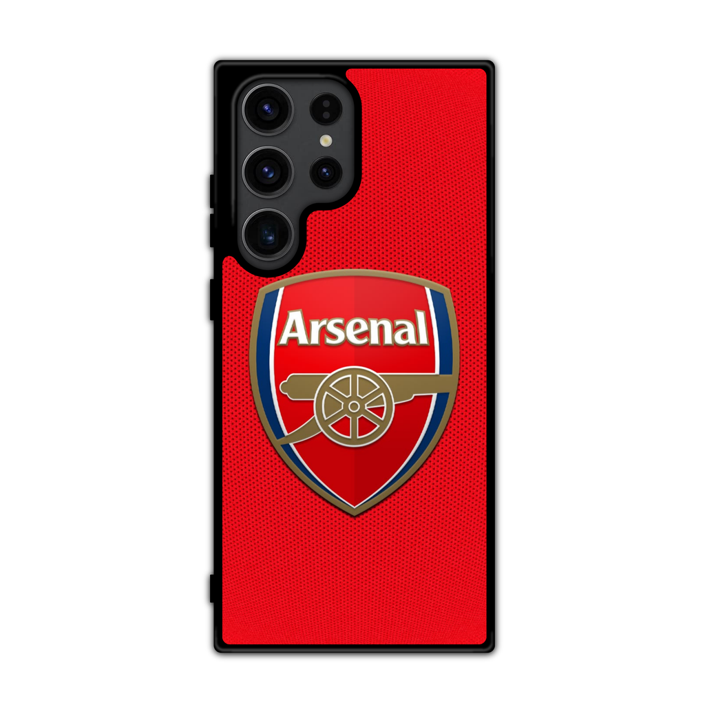 Arsenal FC Phone Case For iPhone Samsung Galaxy Pixel - Arsenal FC Logo On Mesh Red Background