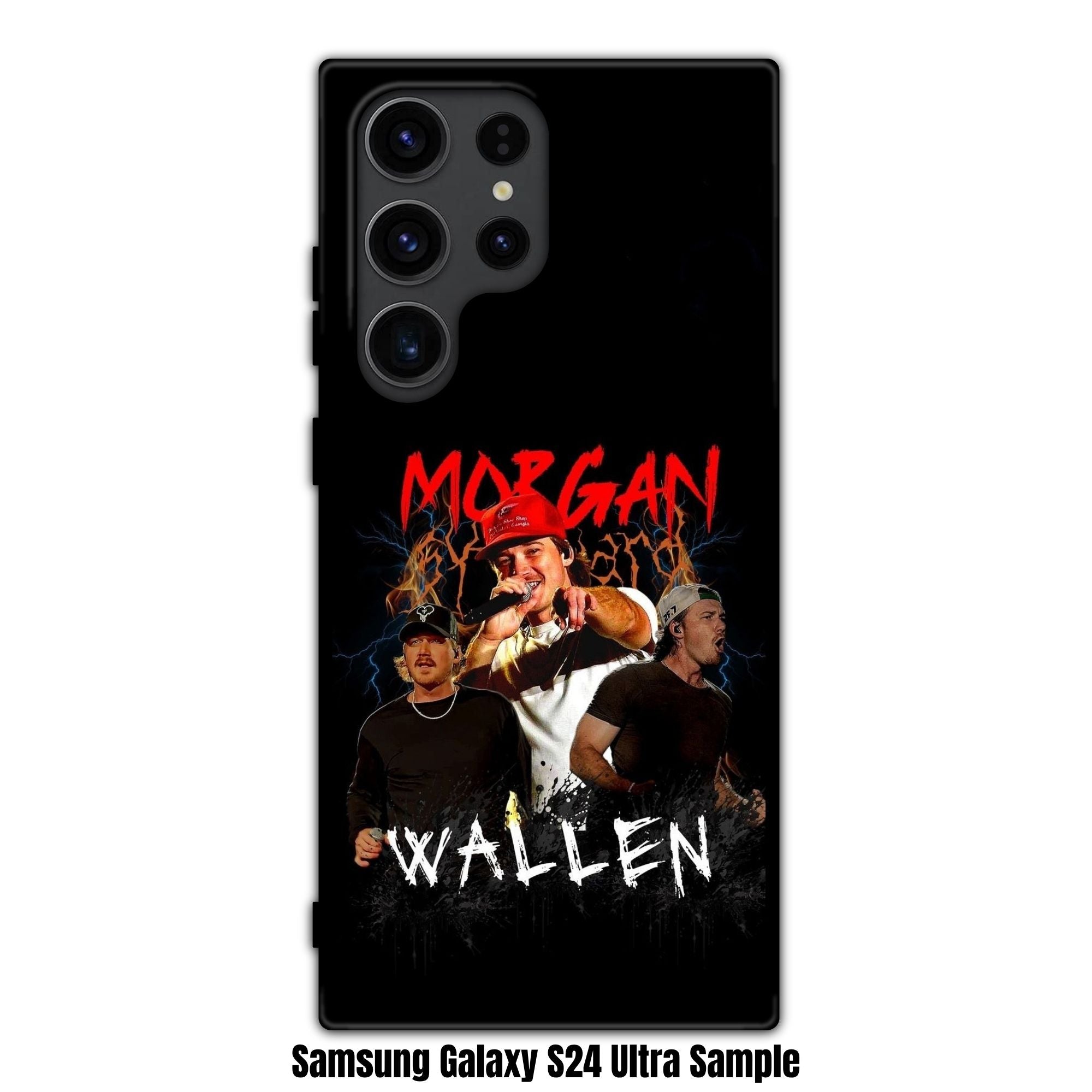Morgan Wallen Phone Case For iPhone Samsung Galaxy Pixel - Morgan Wallen Concert Graphic With Lightning Elements In Black Background