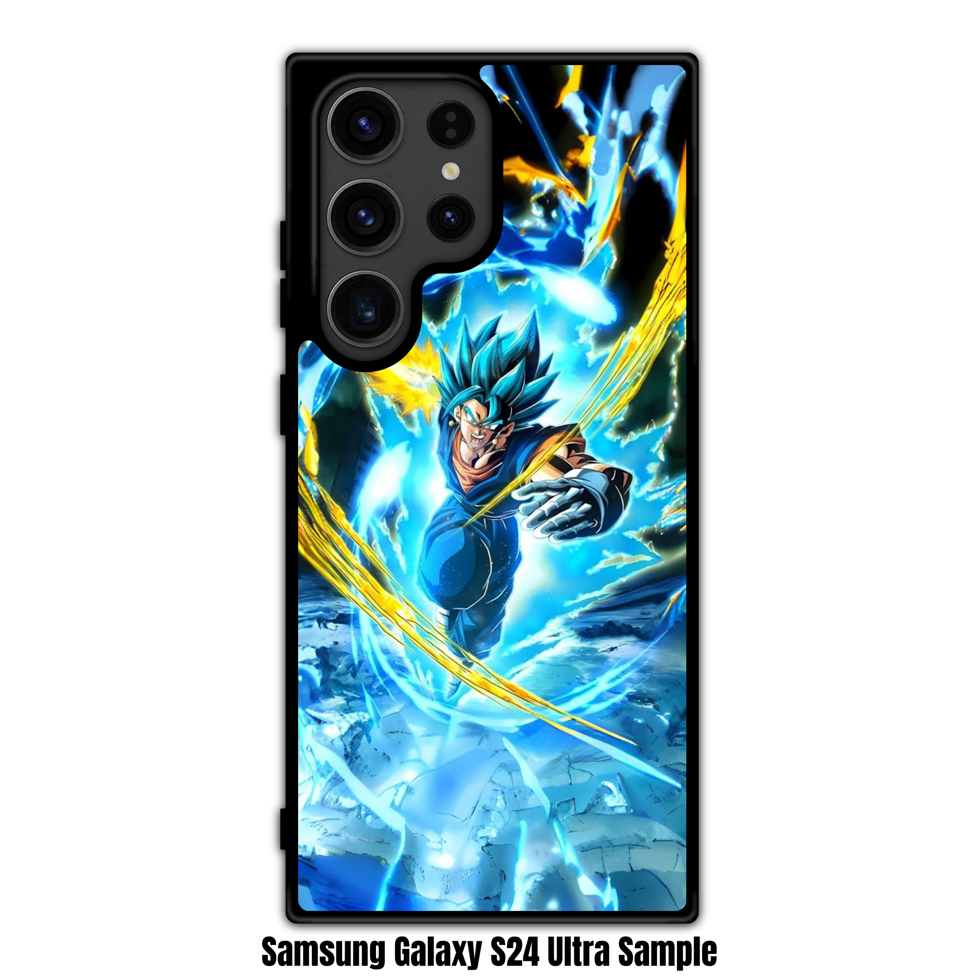 Dragon Ball Vegito Phone Case For iPhone Samsung Galaxy Pixel - Super Saiyan Blue Vegito Action Art With Swirling Blue Aura And Golden Energy Slashes On Dark Destructive Background