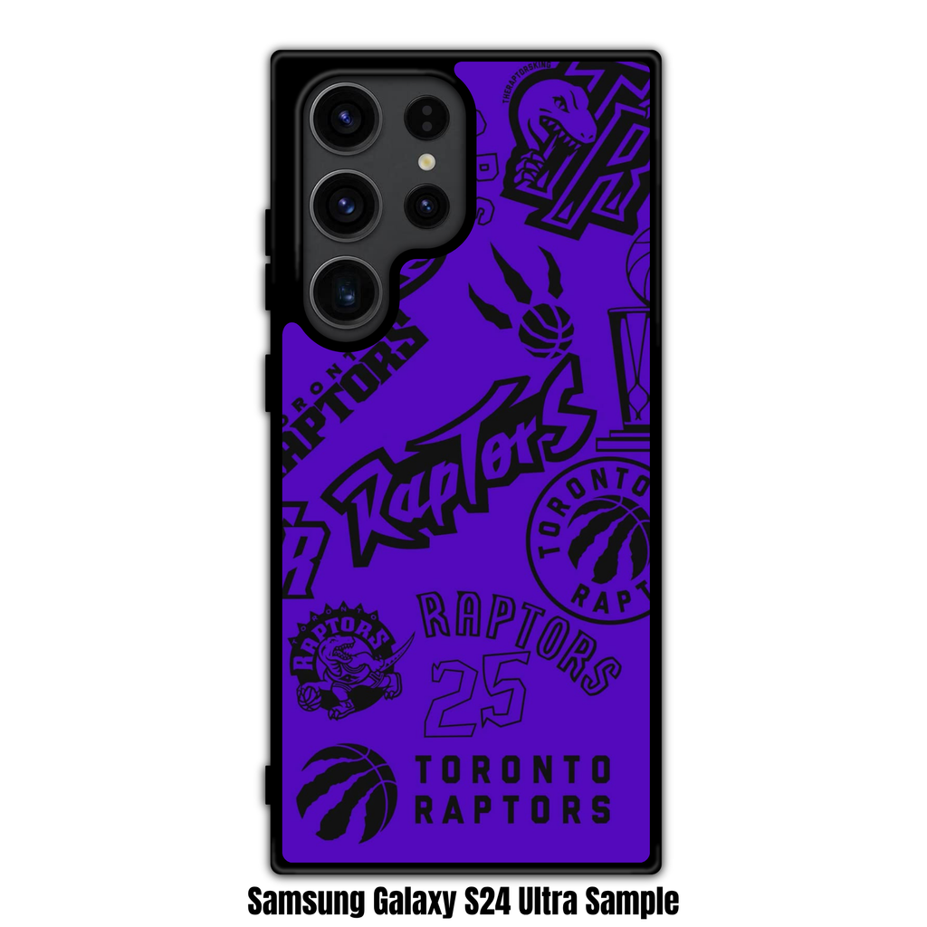 NBA Toronto Raptors Phone Case For iPhone Samsung Galaxy Pixel - Toronto Raptors Various Logos And Wordmarks On Purple Background