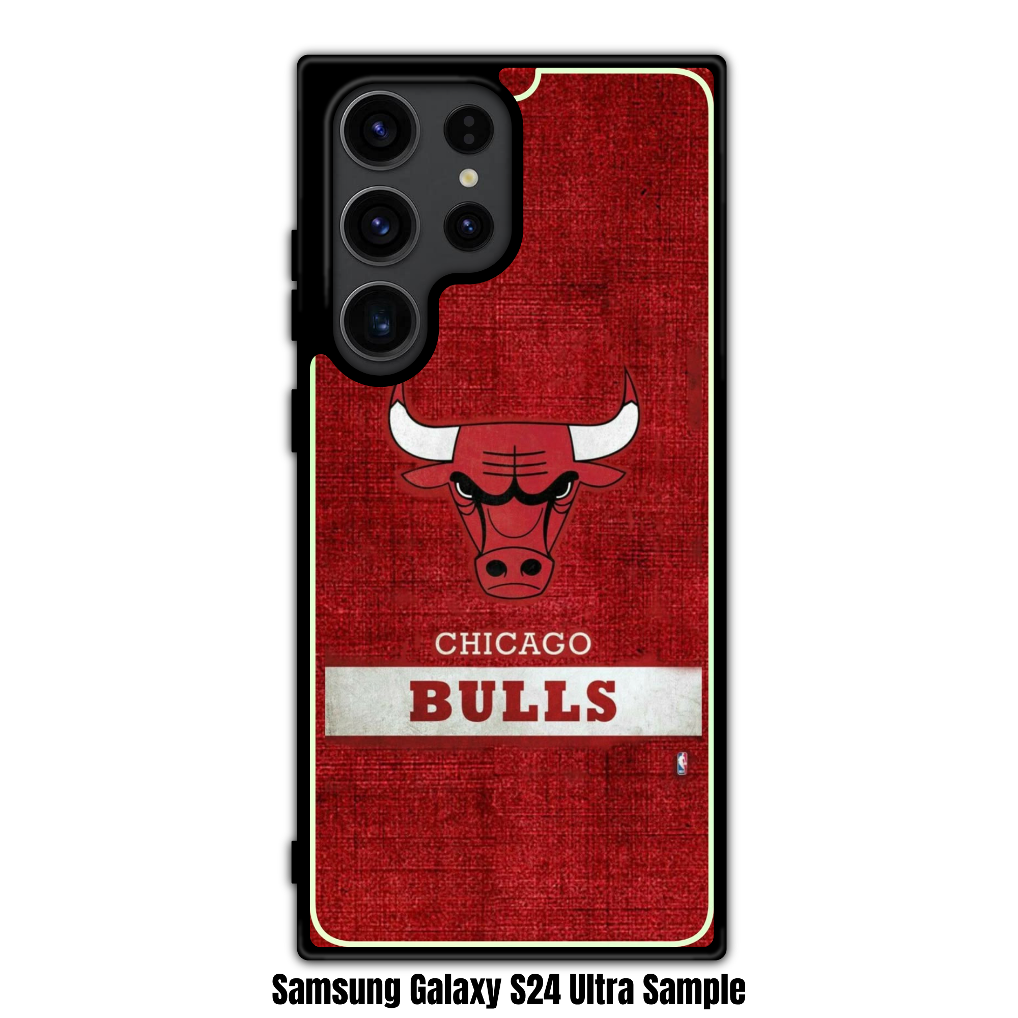 NBA Chicago Bulls Phone Case For iPhone Samsung Galaxy Pixel - Chicago Bulls Logo And White Stripe On Red Textured Background