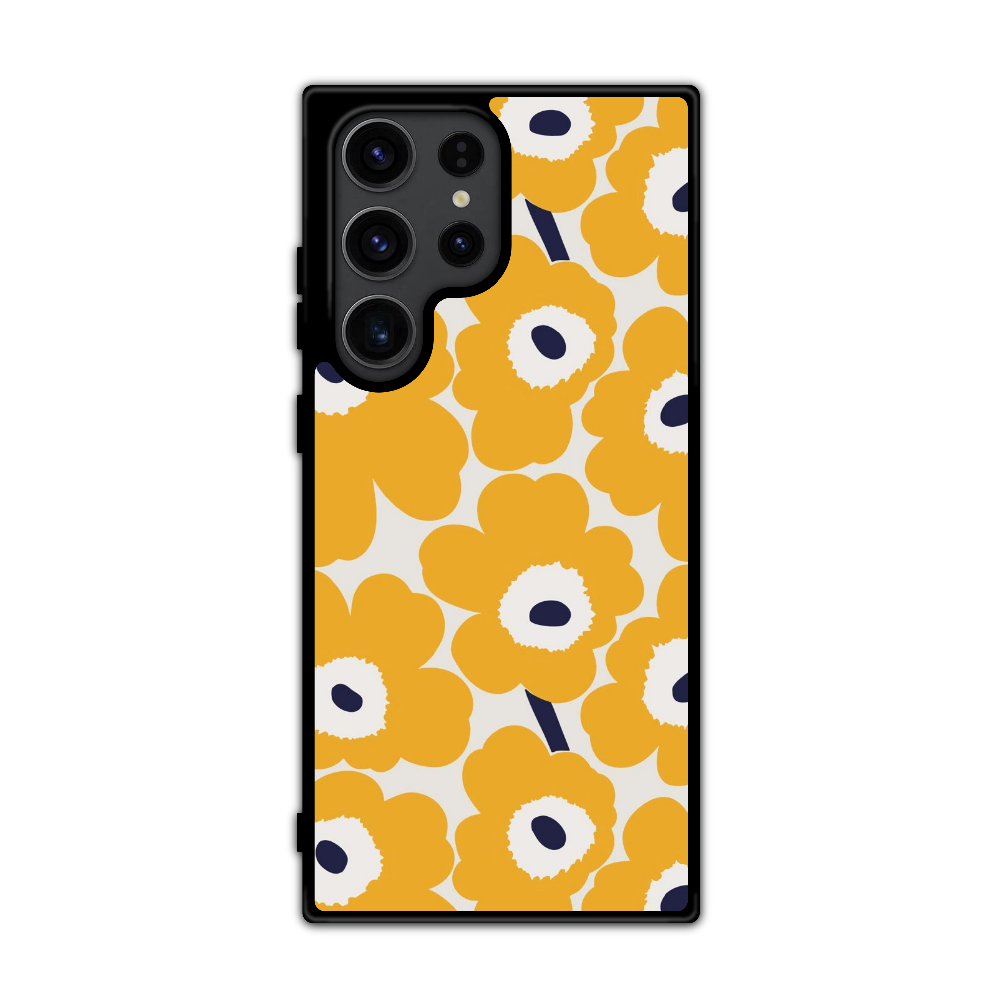 Marimekko Phone Case For iPhone Samsung Galaxy Pixel - Marimekko Unikko White And Yellow Pattern