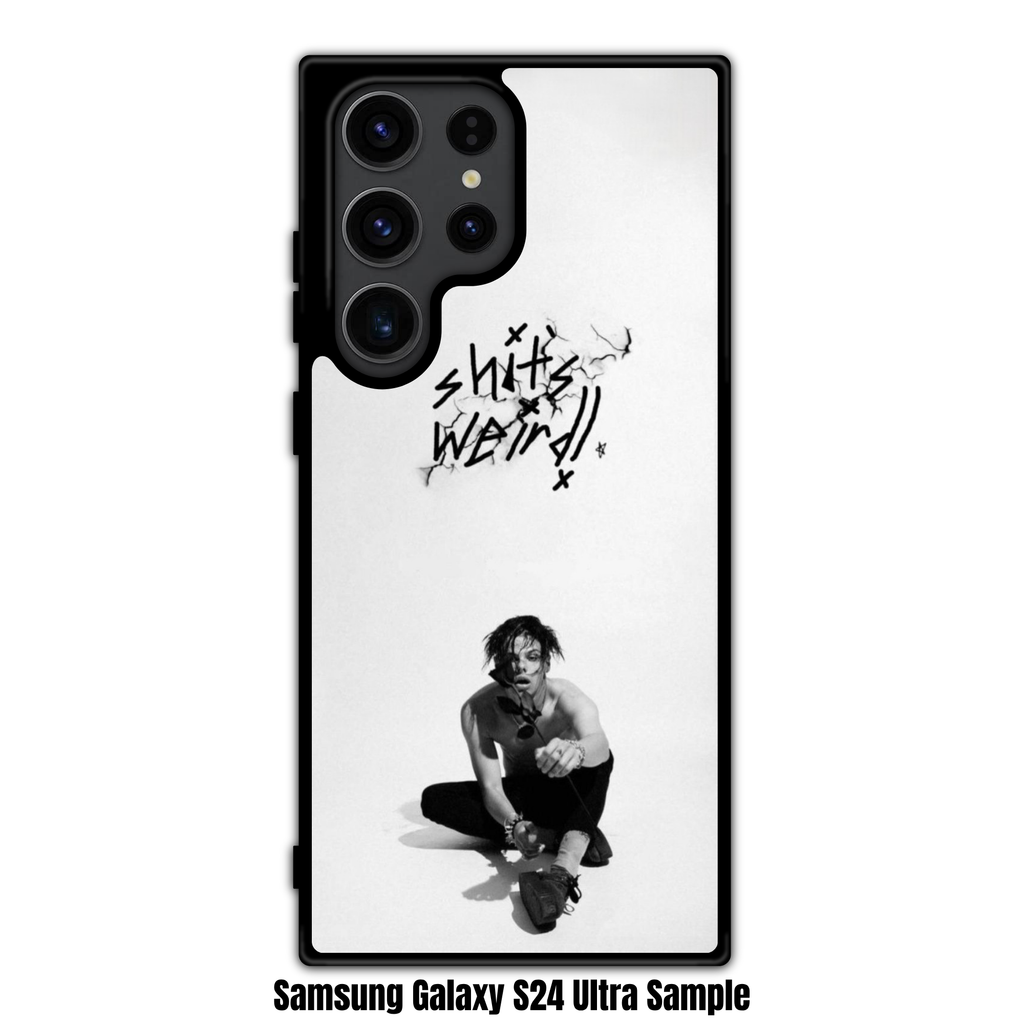 Yungblud Phone Case For iPhone Samsung Galaxy Pixel - Yungblud Sitting Cross Legged Below Handwritten Text On White Background