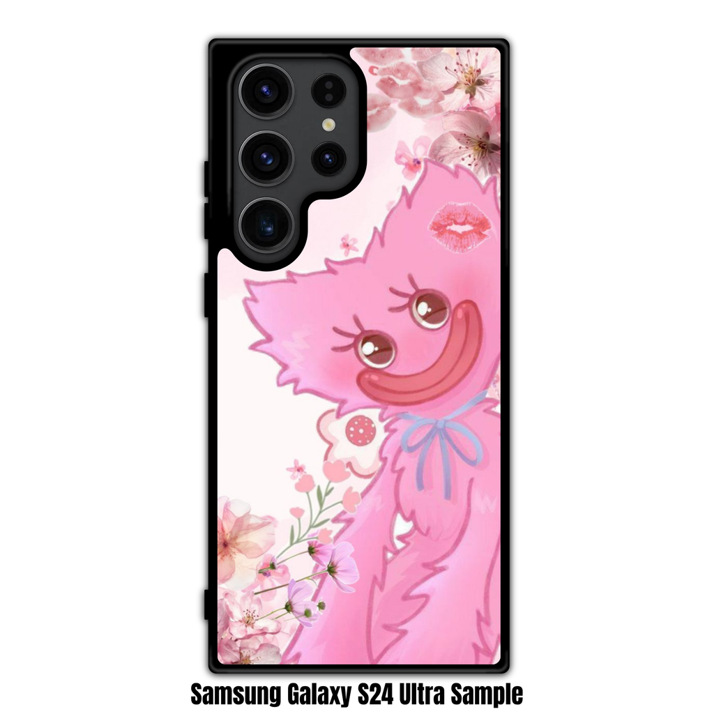 Poppy Playtime Kissy Missy Phone Case For iPhone Samsung Galaxy Pixel - Kissy Missy And Pink Cherry Blossom Background