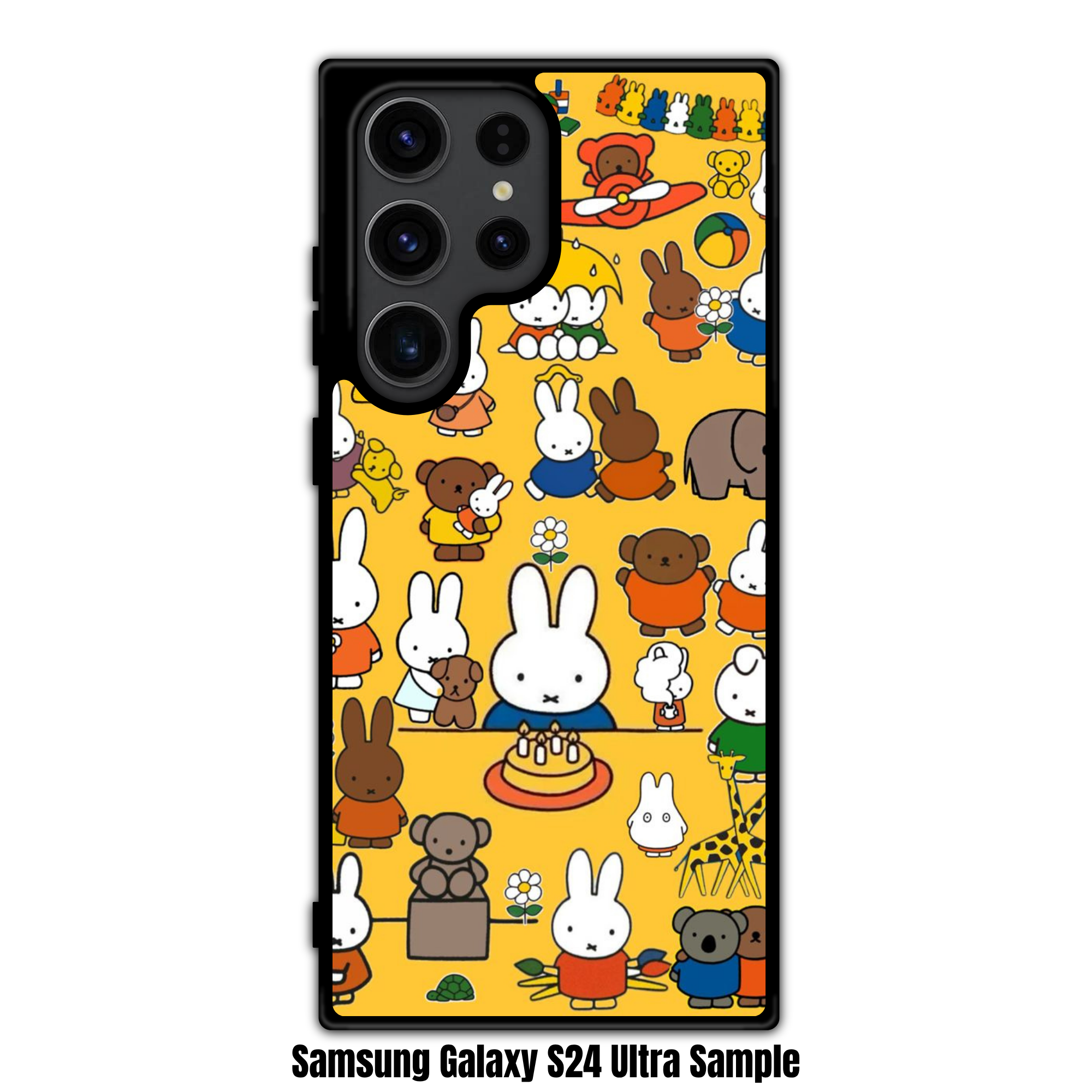 Miffy Phone Case For iPhone Samsung Galaxy Pixel - Miffy And Friends Pattern In Yellow Background