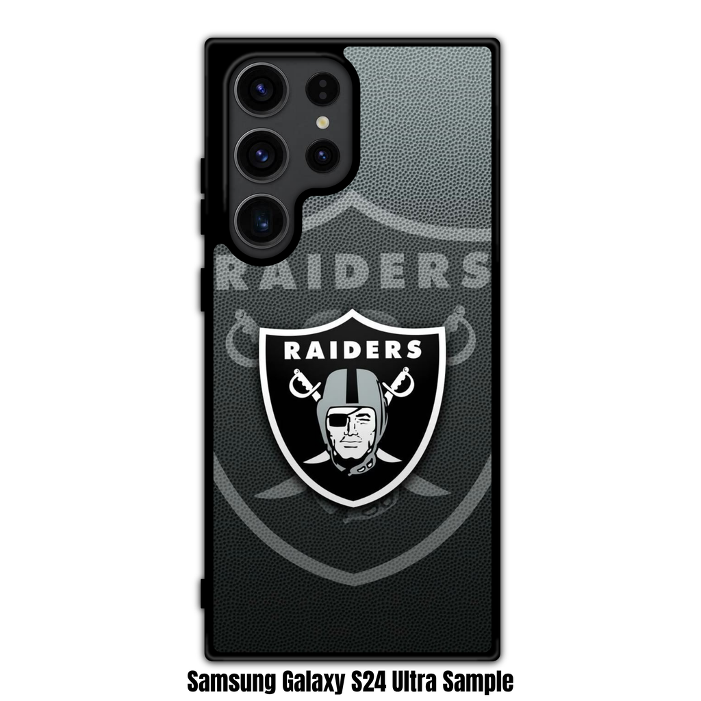 NFL Las Vegas Raiders Phone Case For iPhone Samsung Galaxy Pixel - Las Vegas Raiders Shield And Wordmark On Football Texture Background