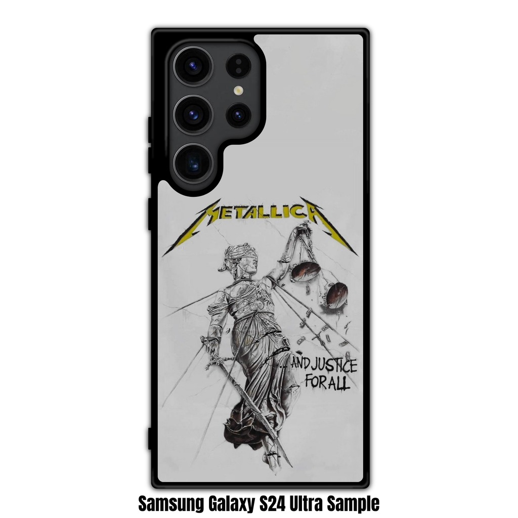 Metallica Phone Case For iPhone Samsung Galaxy Pixel - Metallica And Justice For All Album Art On Gray Background
