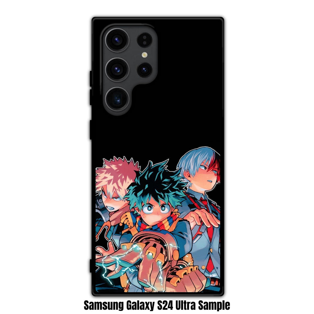 My Hero Academia Phone Case For iPhone Samsung Galaxy Pixel - Bakugo Midoriya And Todoroki In Uniforms On Black Background