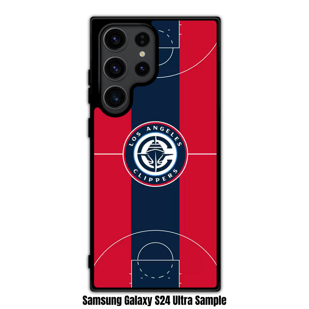 NBA Los Angeles Clippers Phone Case For iPhone Samsung Galaxy Pixel - Los Angeles Clippers Nautical Logo On Basketball Court Background