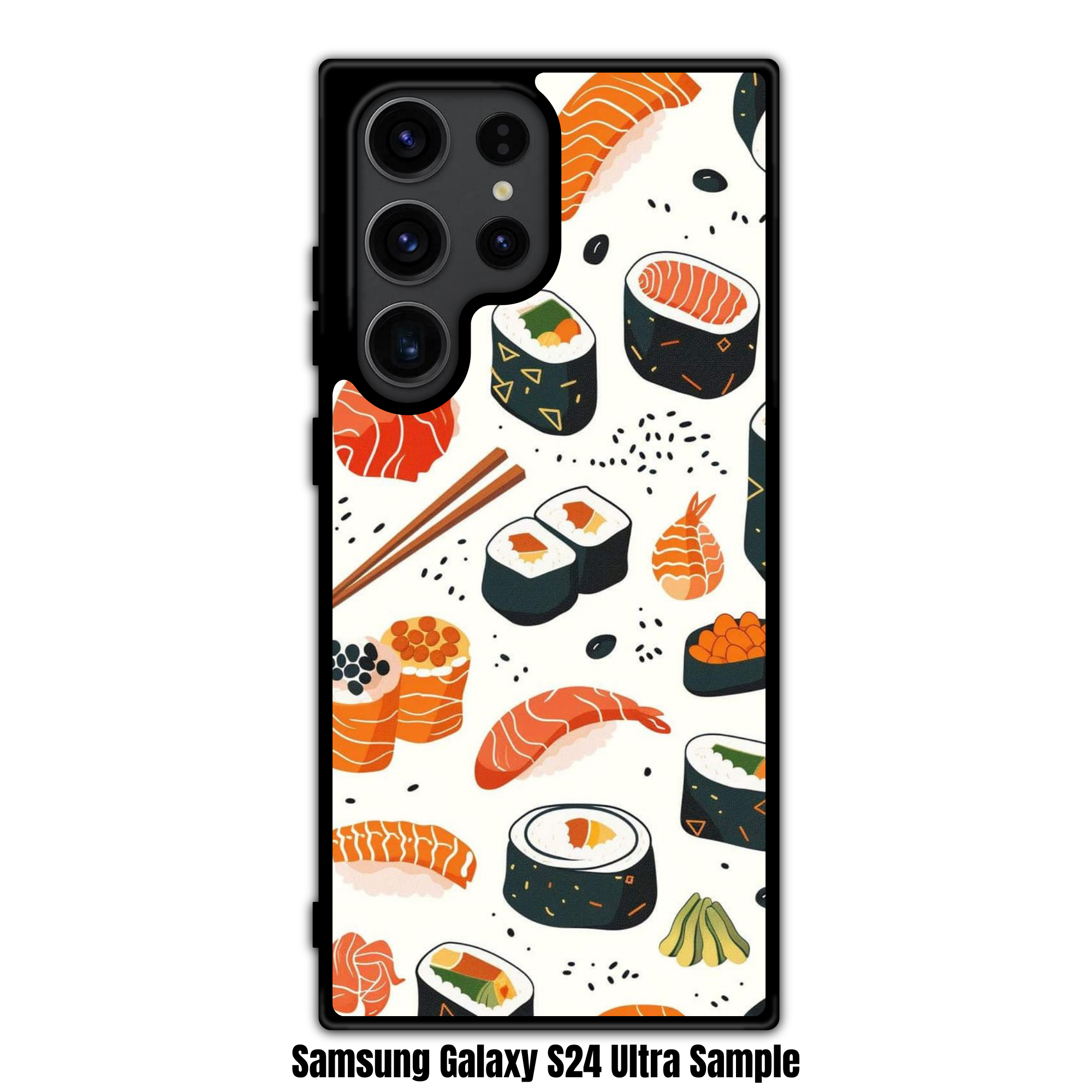 Sushi Pattern Phone Case For iPhone Samsung Galaxy Pixel - Illustrated Japanese Sushi Mix Pattern In White Background