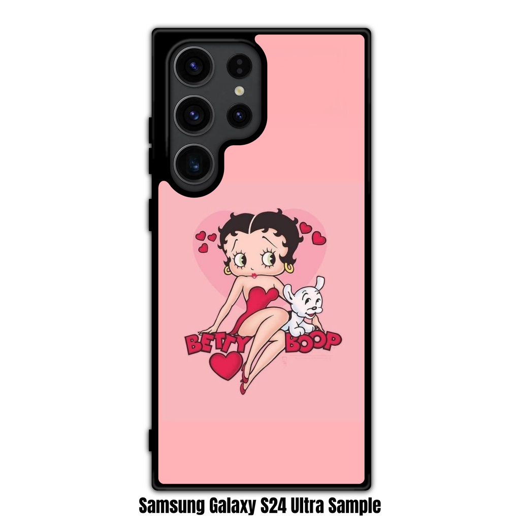 Betty Boop Phone Case For iPhone Samsung Galaxy Pixel - Betty Boop And Pudgy Posing On Pink Background