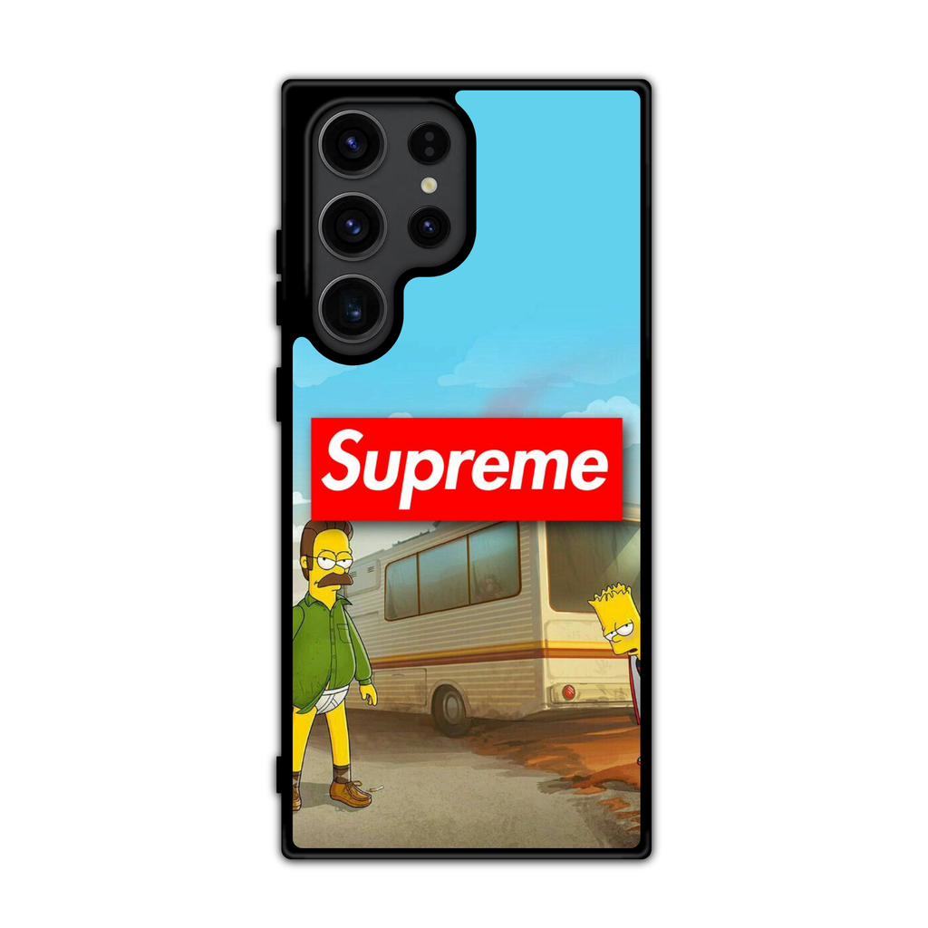 Supreme Bart Simpson Phone Case For iPhone Samsung Galaxy Pixel - Supreme Simpsons Breaking Bad Crossover Walter Flanders And Jesse Simpson Poster