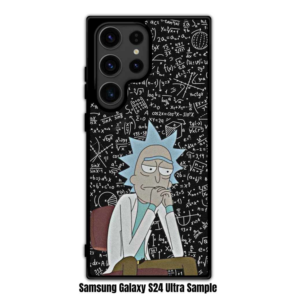 Rick And Morty Phone Case For iPhone Samsung Galaxy Pixel - Rick Sanchez Thinking On A Mathematical Formula Background