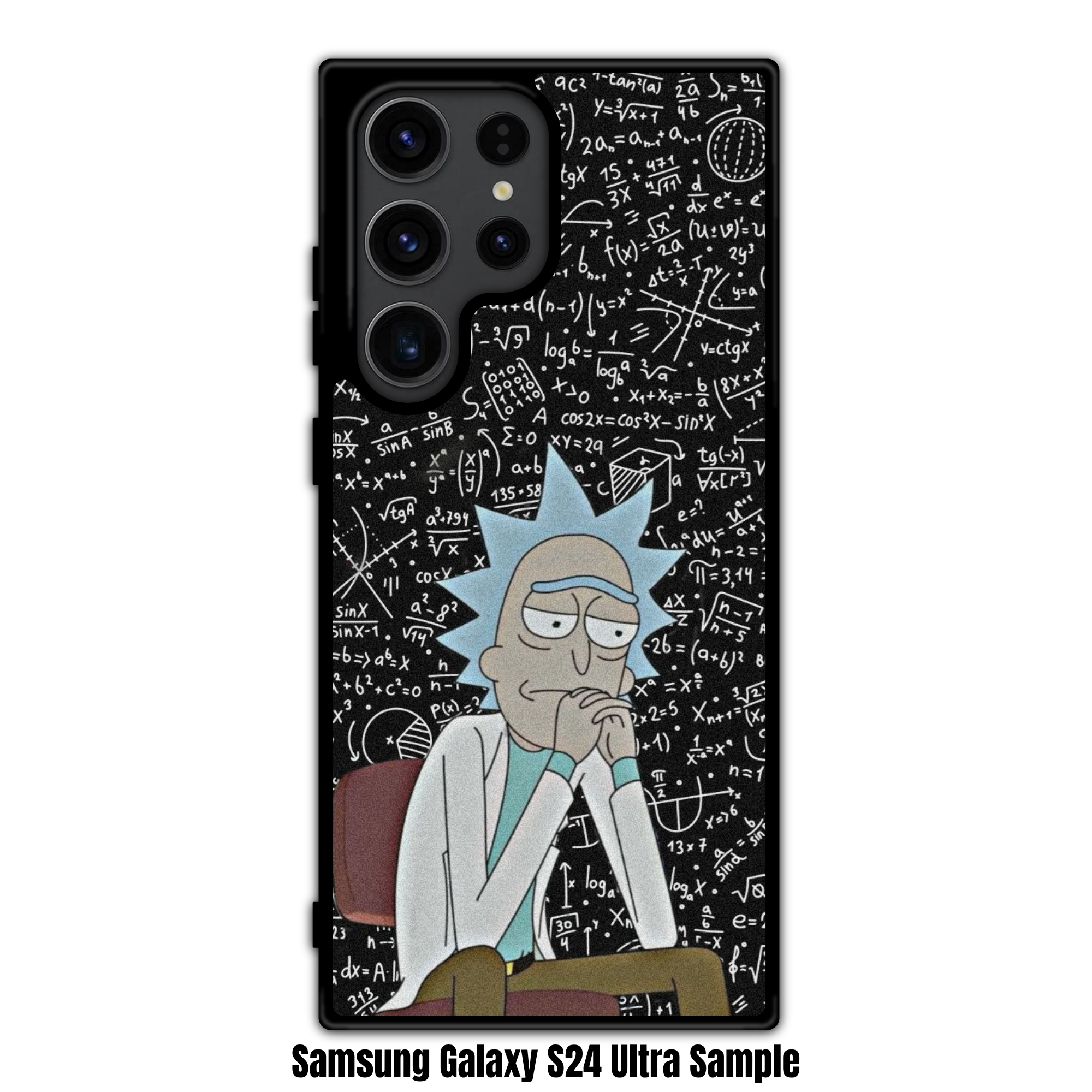 Rick And Morty Phone Case For iPhone Samsung Galaxy Pixel - Rick Sanchez Thinking On A Mathematical Formula Background