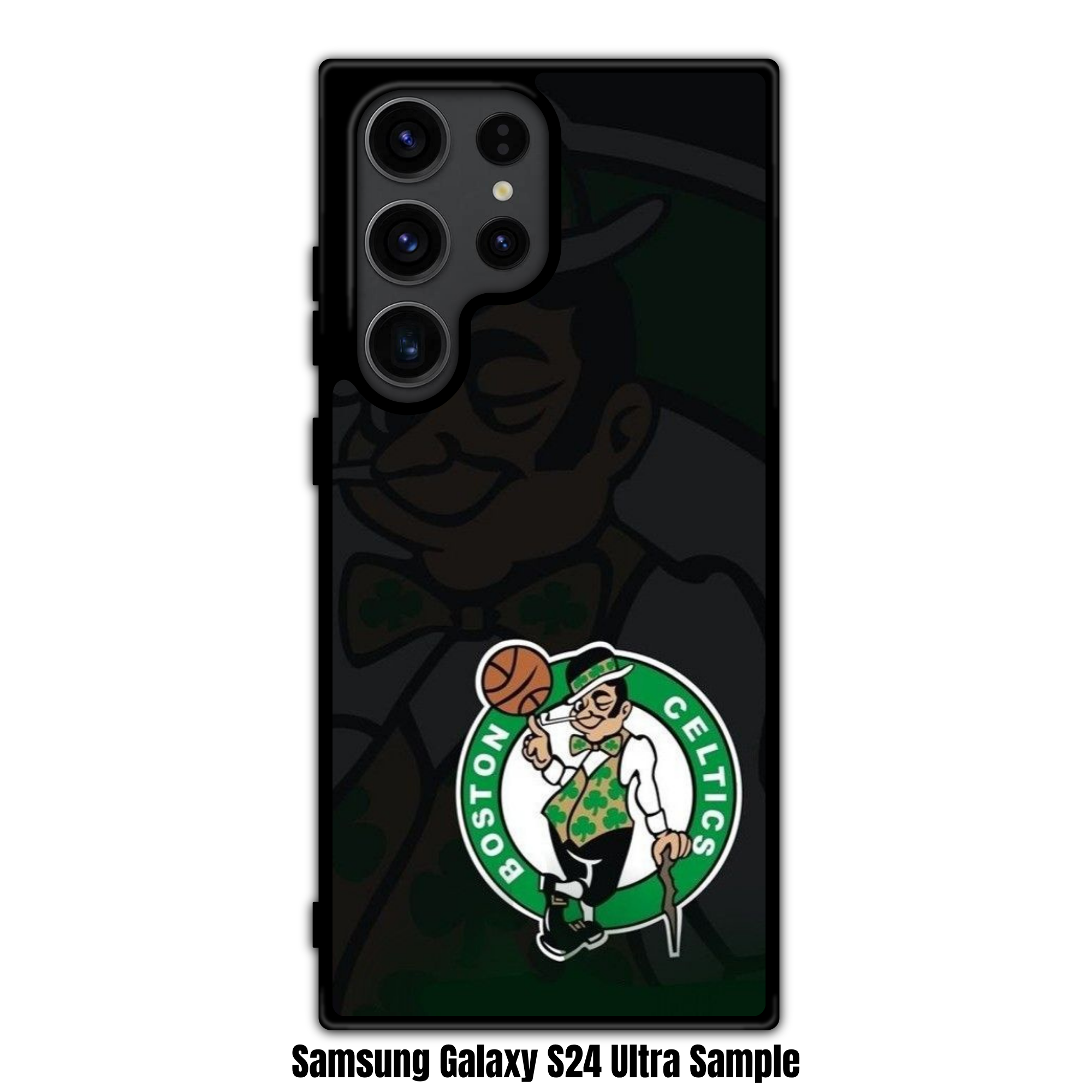 NBA Boston Celtics Phone Case For iPhone Samsung Galaxy Pixel - Boston Celtics Lucky The Leprechaun Shadow Logo On Dark Background