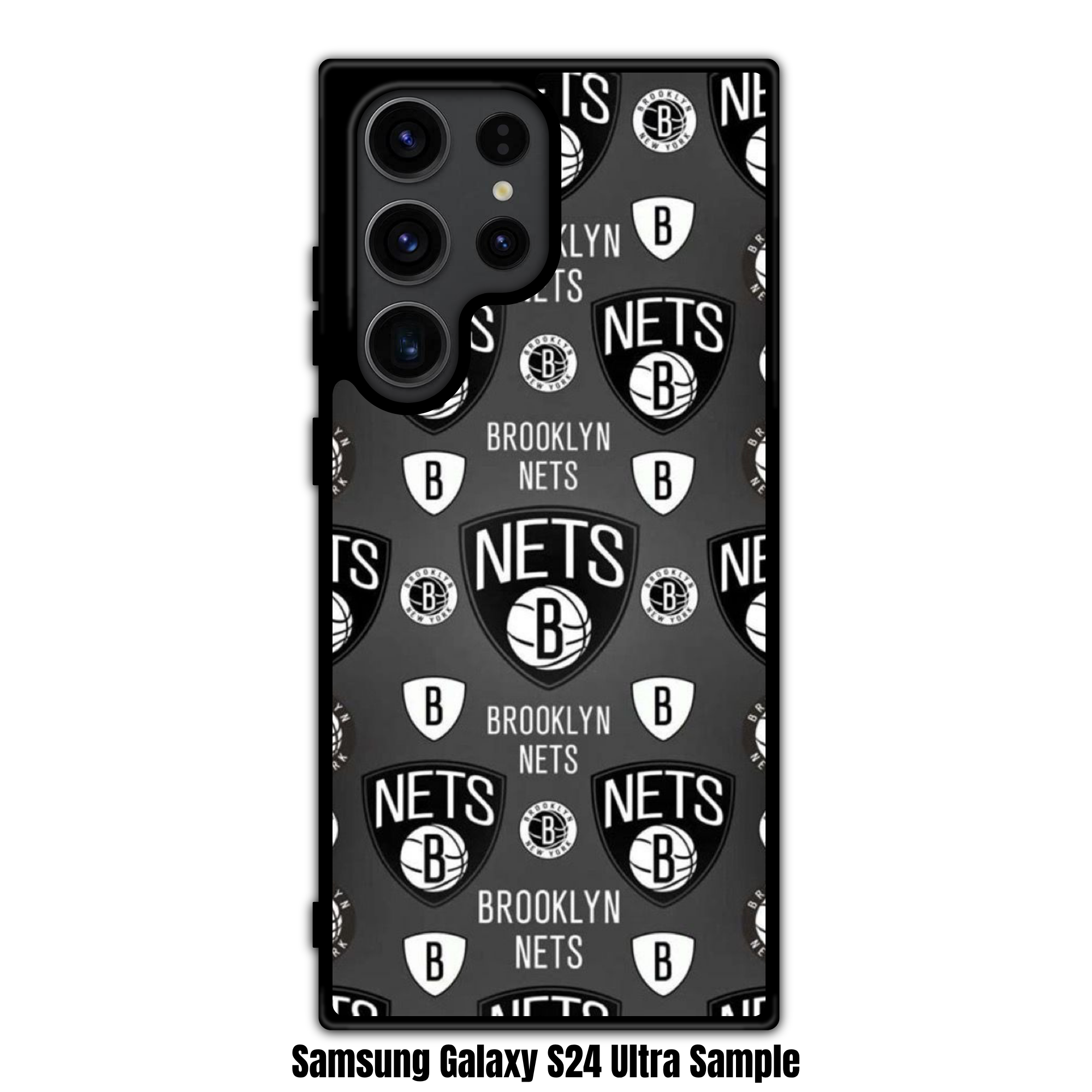 NBA Brooklyn Nets Phone Case For iPhone Samsung Galaxy Pixel - Brooklyn Nets Logo Pattern On Grey Background