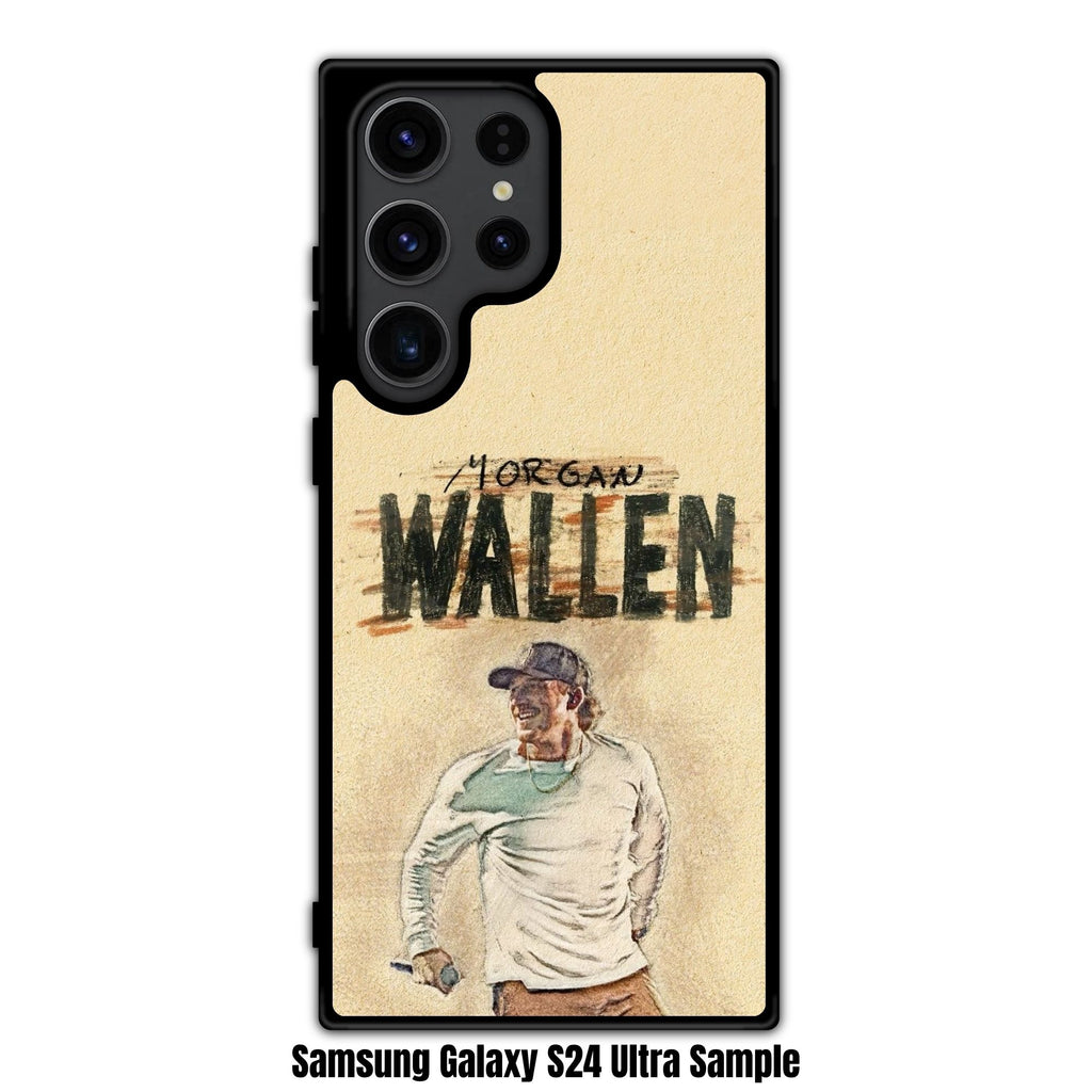 Morgan Wallen Phone Case For iPhone Samsung Galaxy Pixel - Morgan Wallen Sketch Graphic Art In Beige Background