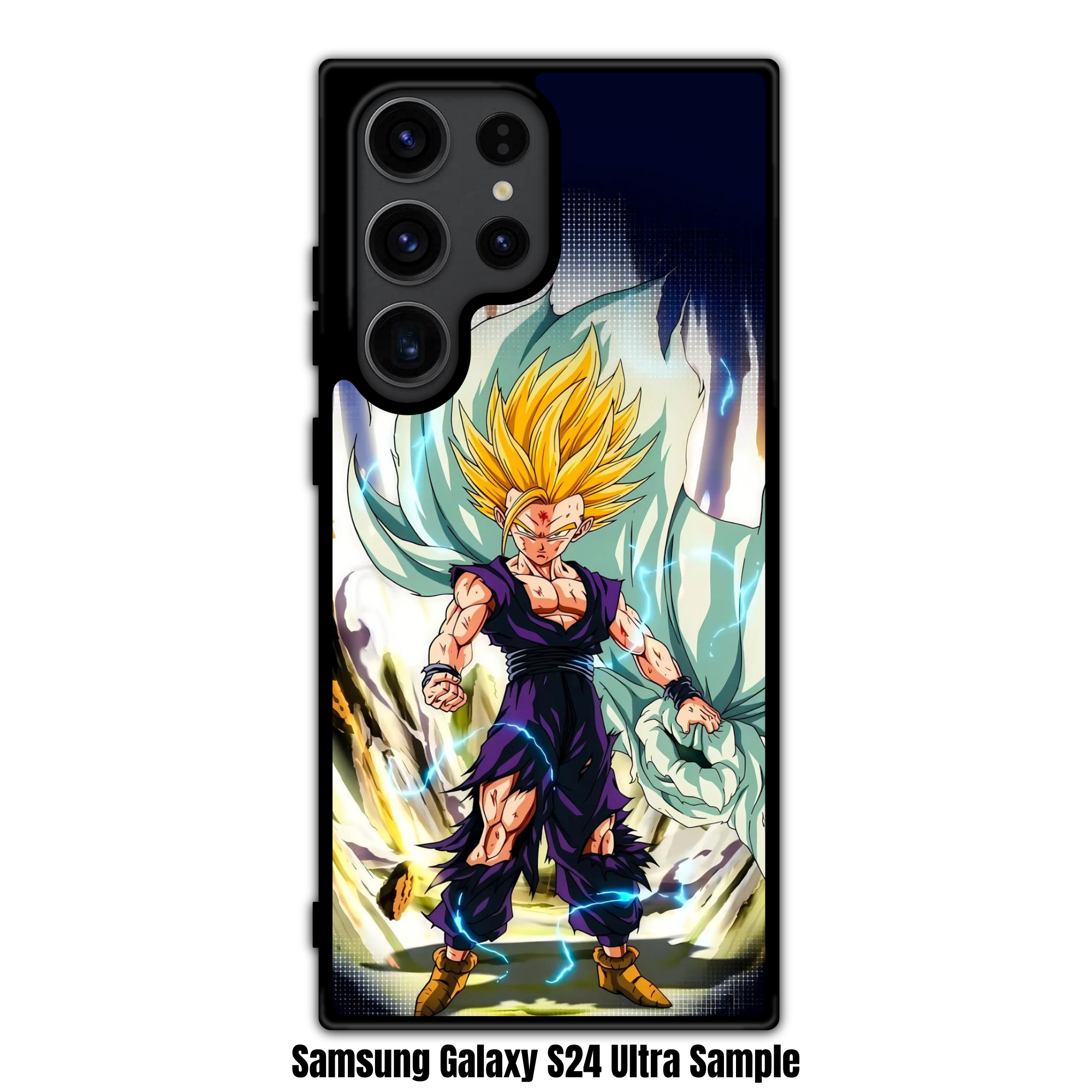 Dragon Ball Gohan Phone Case For iPhone Samsung Galaxy Pixel - Super Saiyan 2 Son Gohan With Blue Lightning And White Energy Waves Poster