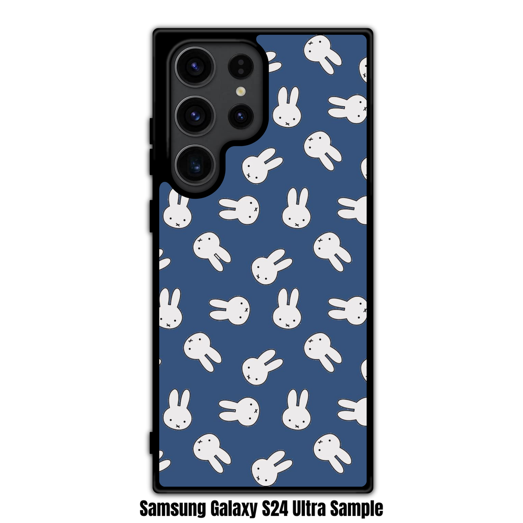 Miffy Phone Case For iPhone Samsung Galaxy Pixel - Miffy Faces Pattern In Navy Background