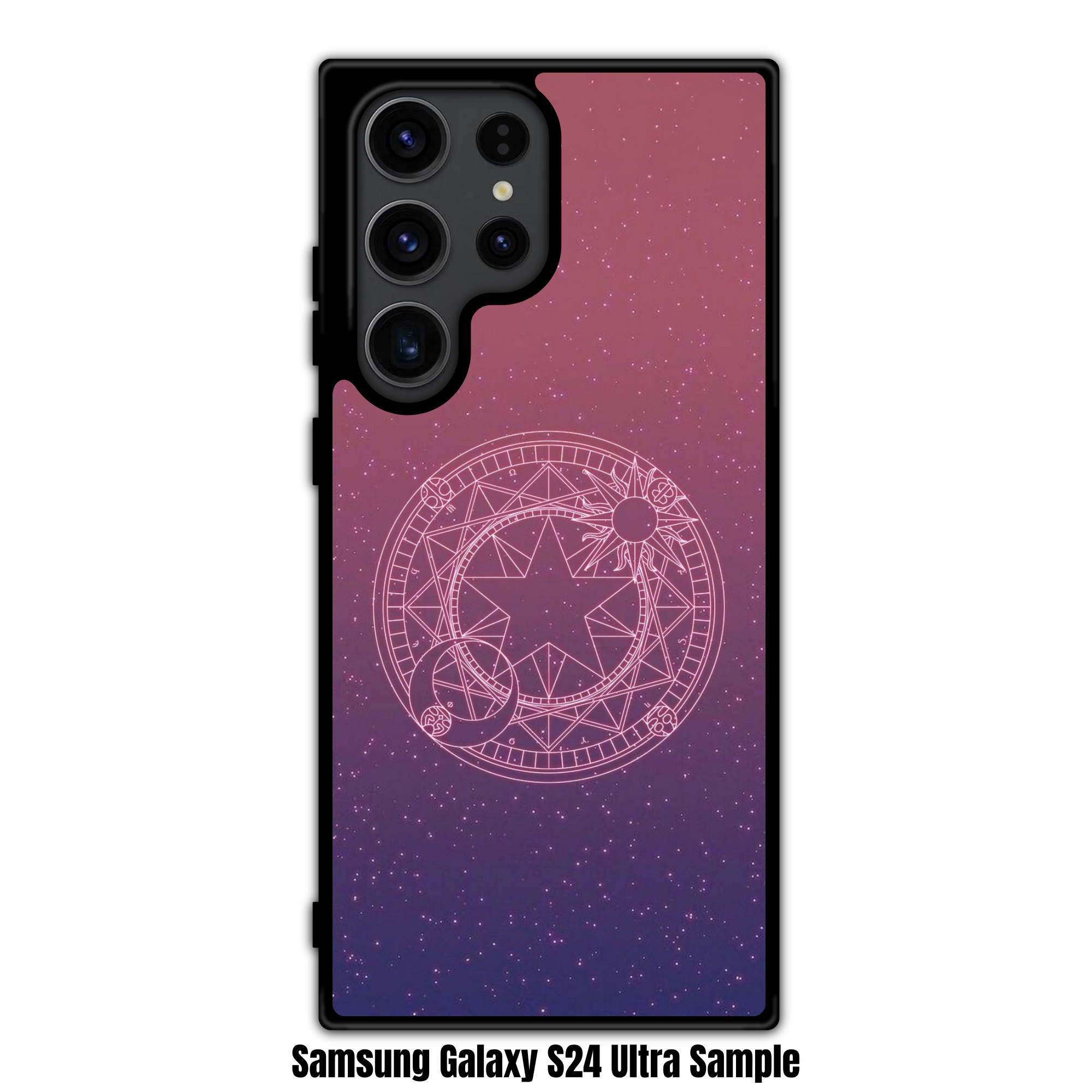 Cardcaptor Sakura Phone Case For iPhone Samsung Galaxy Pixel - Cardcaptor Sakura Magic Circle On Pink And Purple Gradient Starry Background