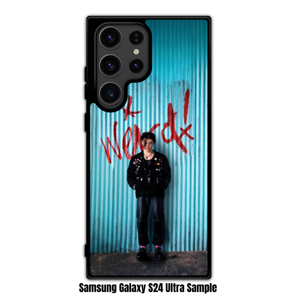 Yungblud Phone Case For iPhone Samsung Galaxy Pixel - Yungblud Standing In Front Of Blue Corrugated Metal Wall Background