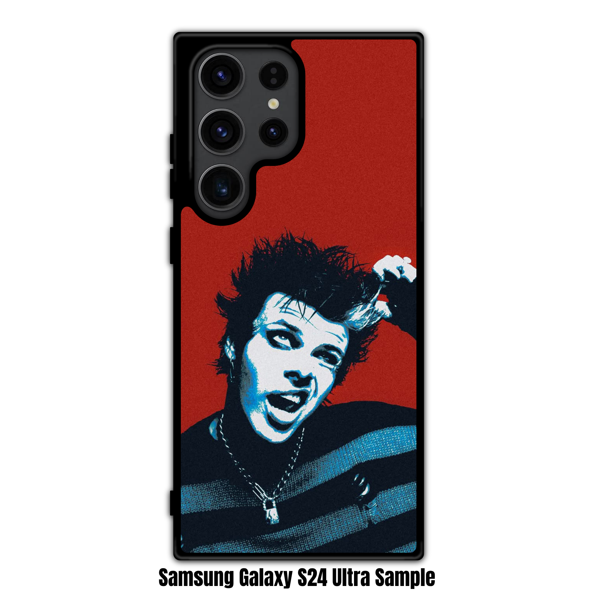Yungblud Phone Case For iPhone Samsung Galaxy Pixel - Yungblud Stylized Blue Portrait On Textured Red Background