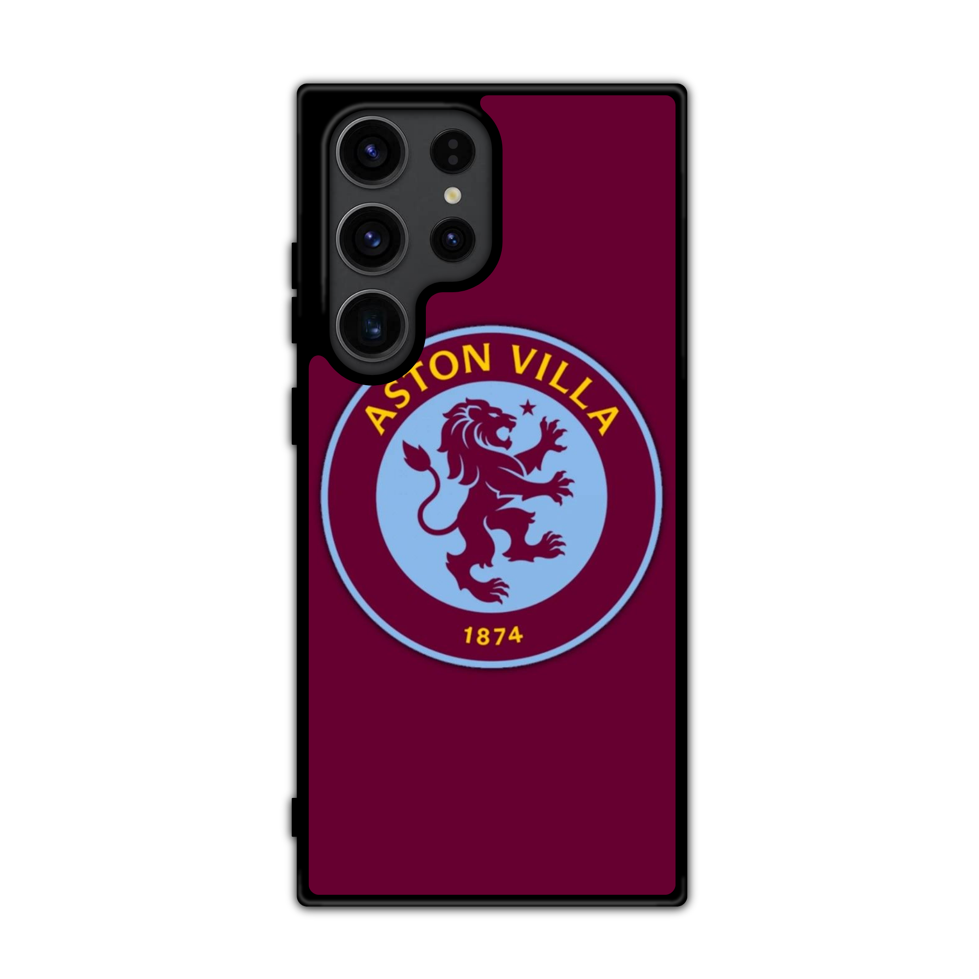 Aston Villa FC Phone Case For iPhone Samsung Galaxy Pixel - Aston Villa FC Retro Roundel Crest On Claret Background
