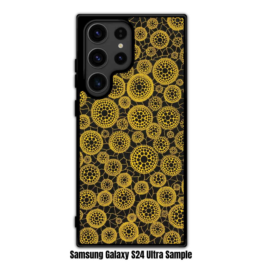 Yayoi Kusama Phone Case For iPhone Samsung Galaxy Pixel - Yayoi Kusama Stars Yellow And Black Polka Dot Pattern
