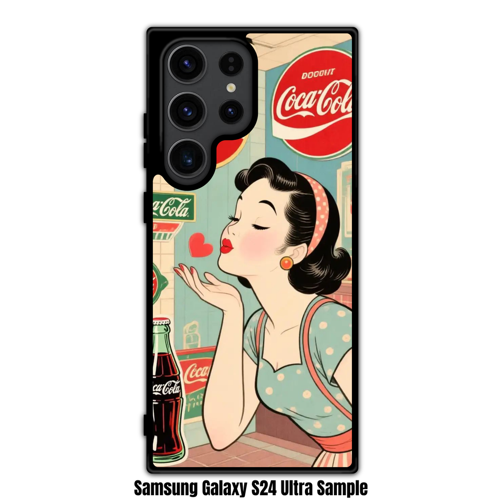 Coca Cola Phone Case For iPhone Samsung Galaxy Pixel - Vintage Style Coca Cola Pin Up Girl Blowing A Heart Kiss Art