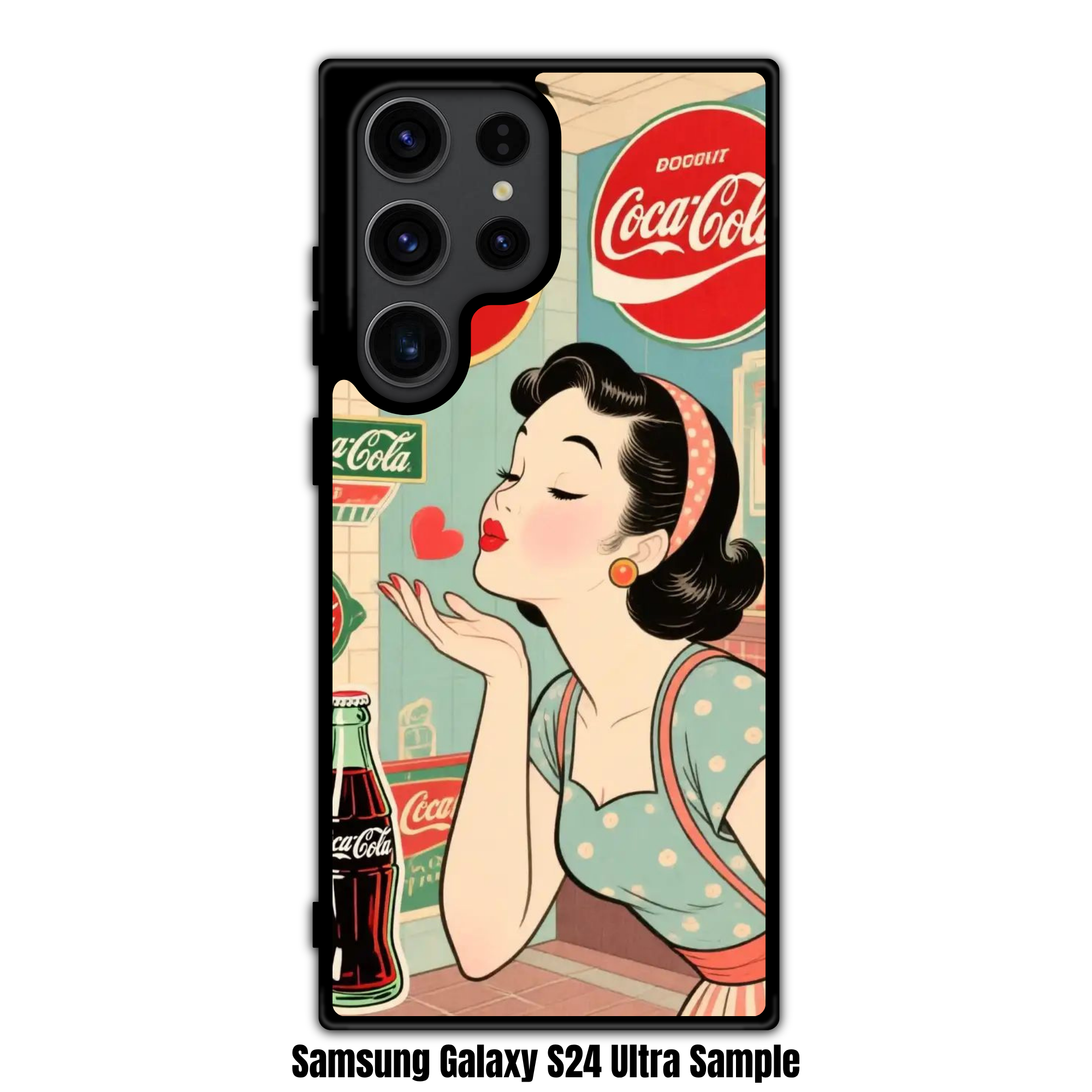 Coca Cola Phone Case For iPhone Samsung Galaxy Pixel - Vintage Style Coca Cola Pin Up Girl Blowing A Heart Kiss Art