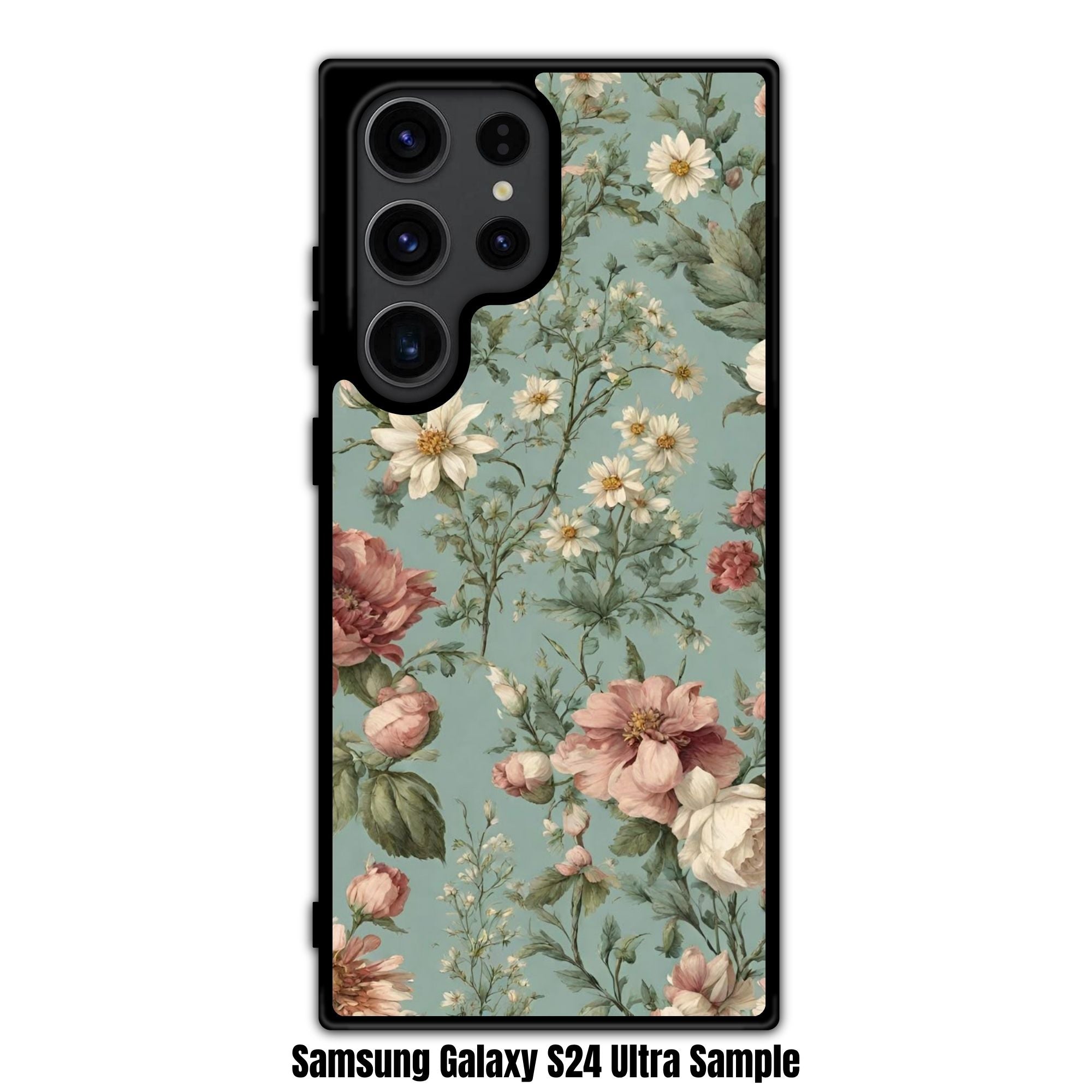 Floral Pattern Phone Case For iPhone Samsung Galaxy Pixel - Vintage Peony And Daisy Floral Pattern On Sage Green Background
