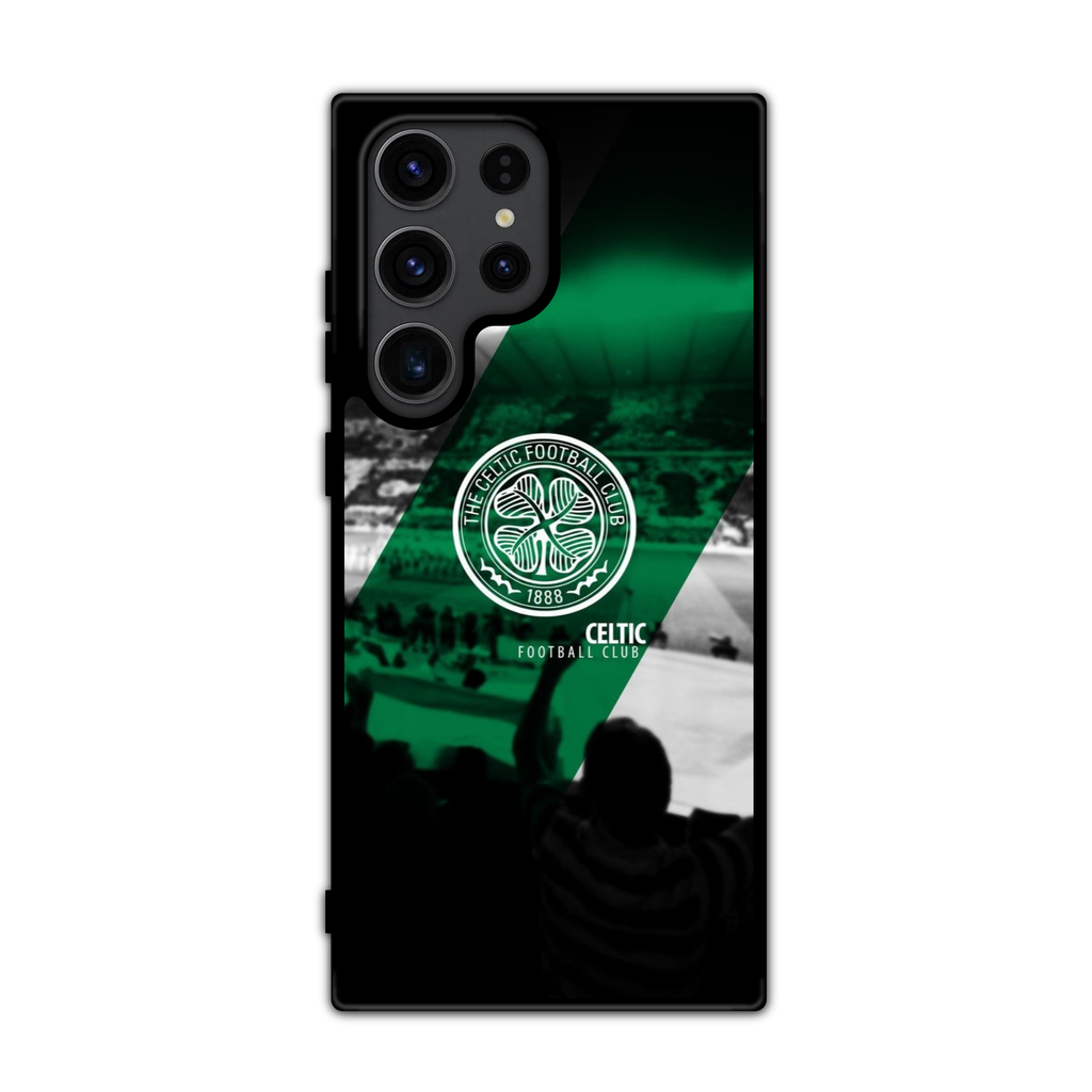 Celtic FC Phone Case For iPhone Samsung Galaxy Pixel - Celtic FC Crest Diagonal Green Stripe Poster