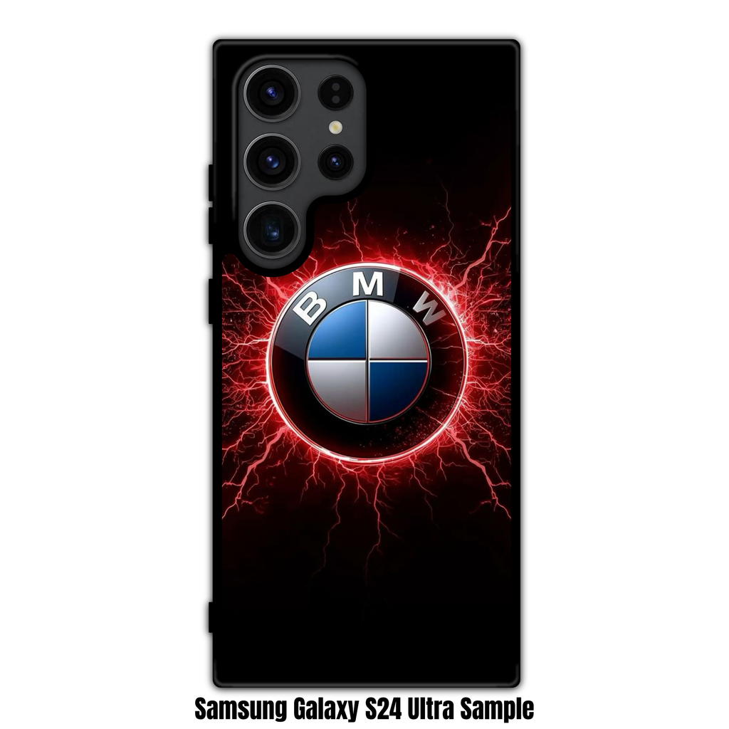 BMW Phone Case For iPhone Samsung Galaxy Pixel - BMW Logo And Glowing Red Electricity On Black Background