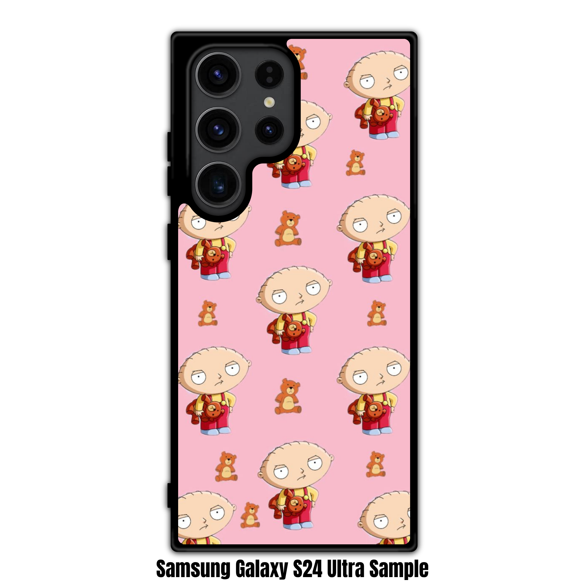 Family Guy Stewie Griffin Phone Case For iPhone Samsung Galaxy Pixel - Stewie Griffin And Rupert Pattern On Pink Background