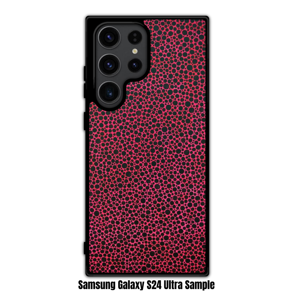 Yayoi Kusama Phone Case For iPhone Samsung Galaxy Pixel - Black Polka Dots On Hot Pink Background Pattern