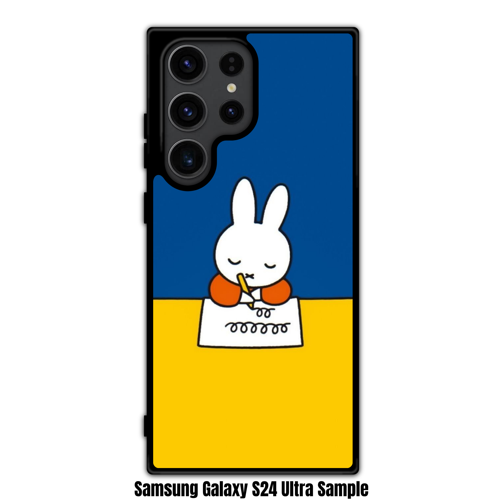 Miffy Phone Case For iPhone Samsung Galaxy Pixel - Miffy Writing In Blue And Yellow Background