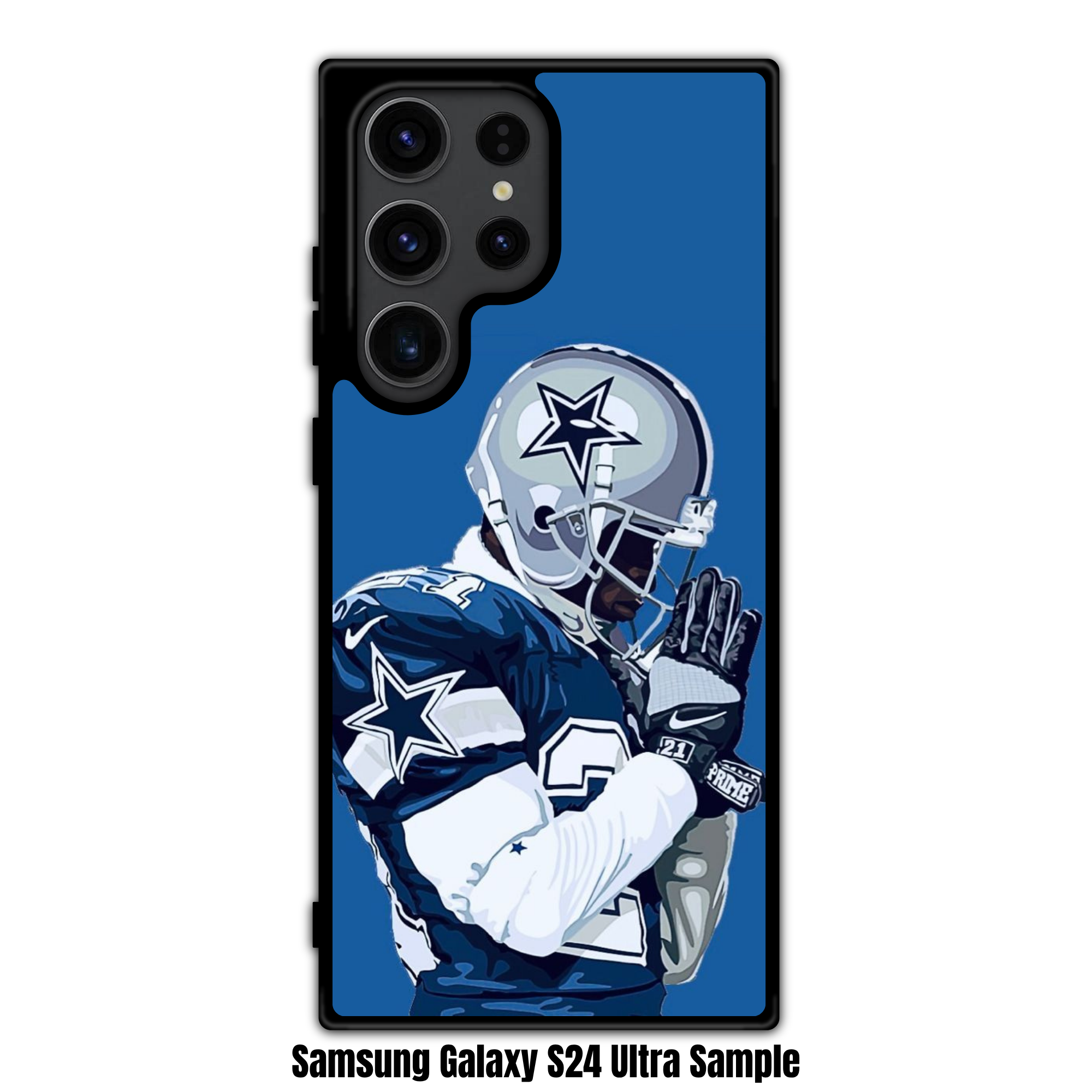 NFL Dallas Cowboys Phone Case For iPhone Samsung Galaxy Pixel - Dallas Cowboys Deion Sanders Pray With Prime Portrait On Blue Background