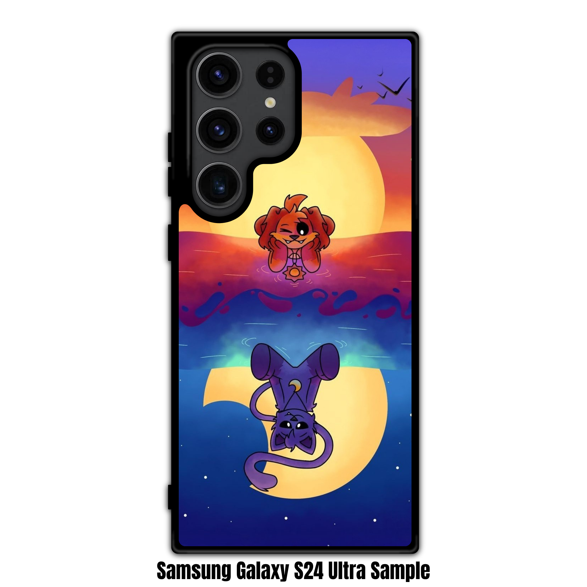 Poppy Playtime Phone Case For iPhone Samsung Galaxy Pixel - Smiling Critters DogDay And CatNap Symmetrical Reflection Sunset And Night Art