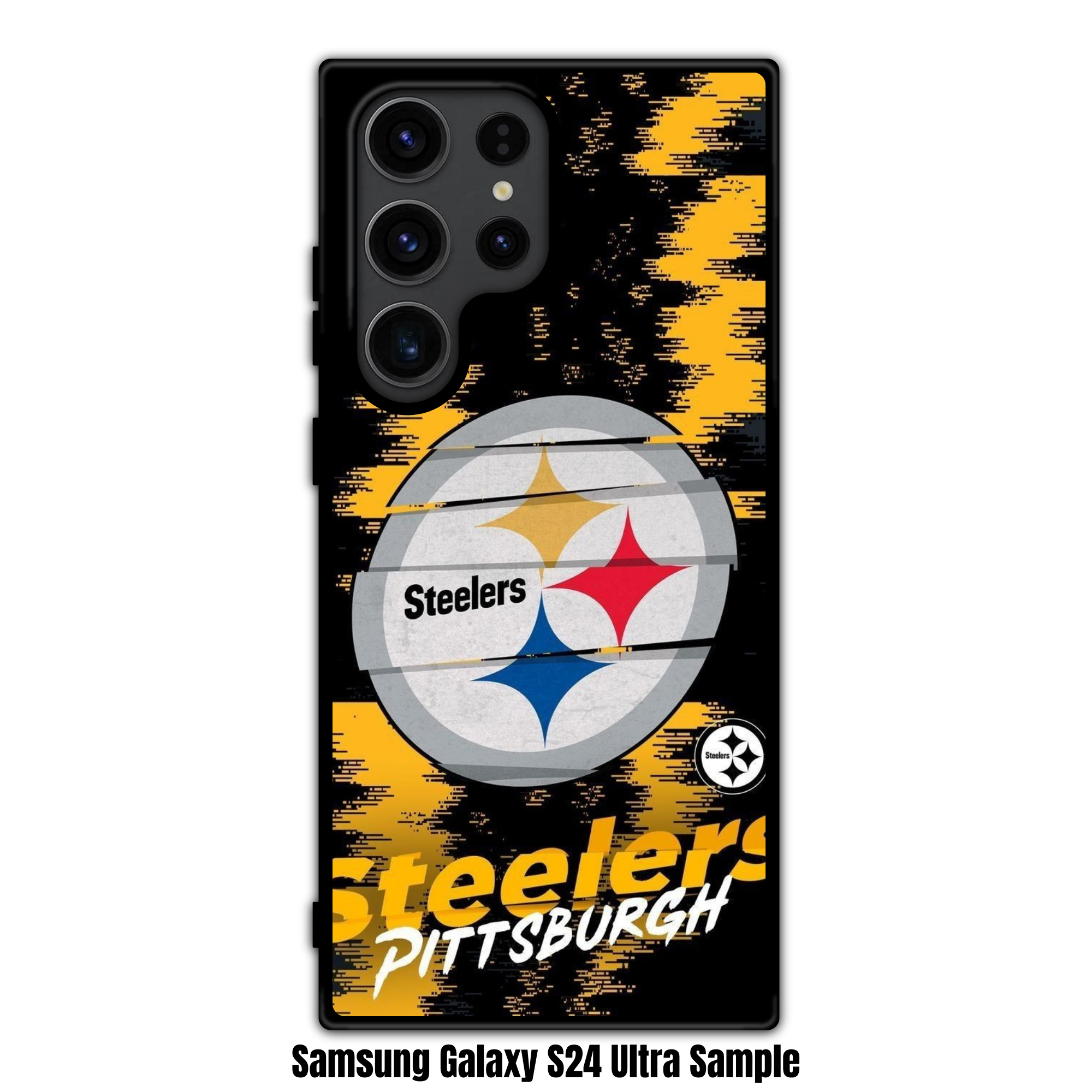 NFL Pittsburgh Steelers Phone Case For iPhone Samsung Galaxy Pixel - Pittsburgh Steelers Logo And Wordmark On Pixelated Textured Background