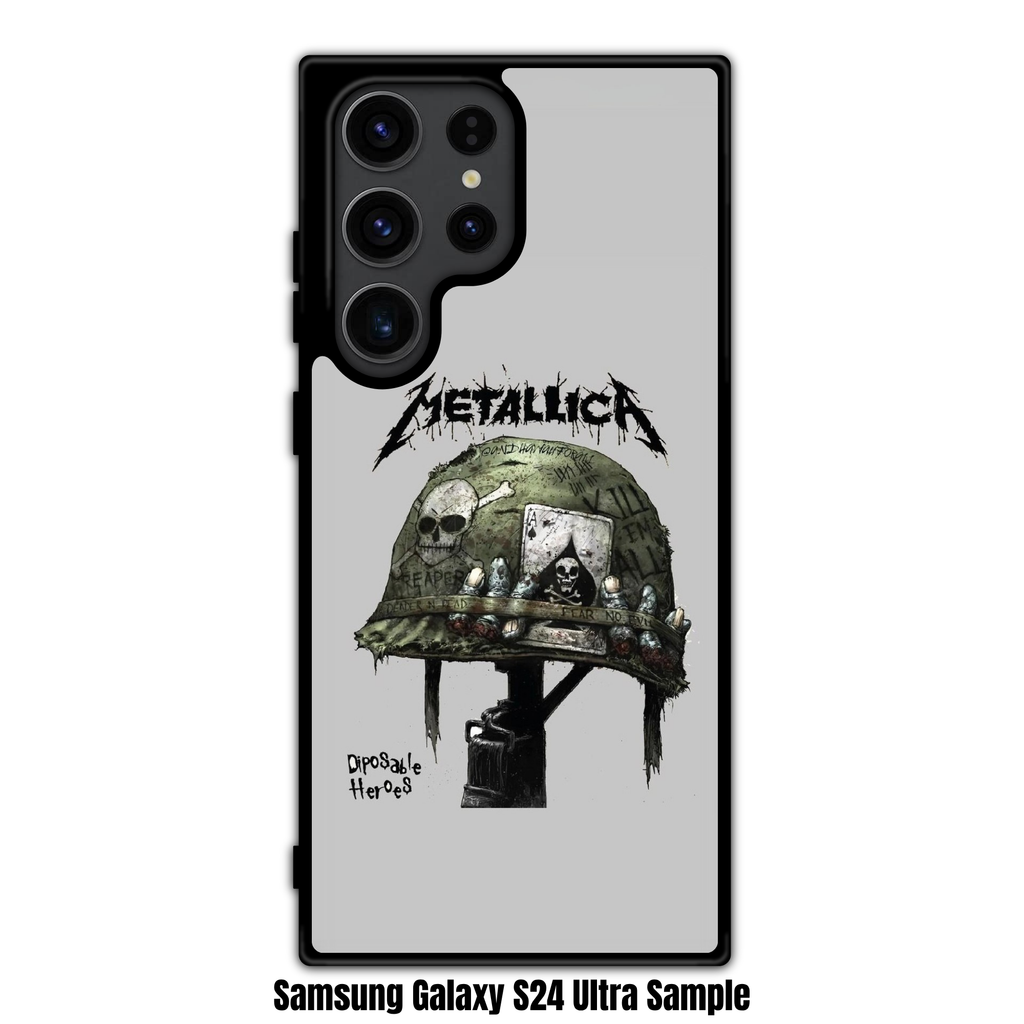 Metallica Phone Case For iPhone Samsung Galaxy Pixel - Metallica Disposable Heroes Helmet On Gray Background