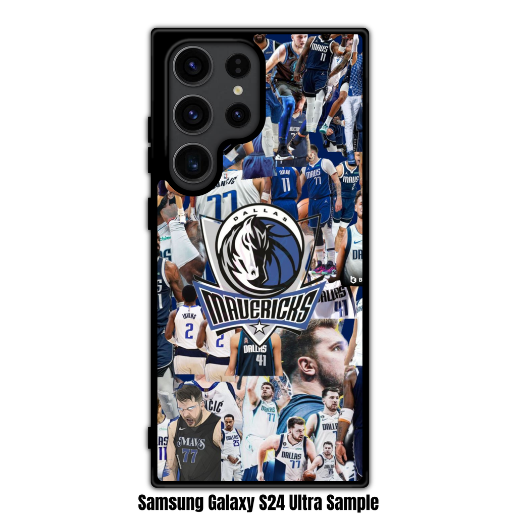 NBA Dallas Mavericks Phone Case For iPhone Samsung Galaxy Pixel - Dallas Mavericks Logo And Players Collage Poster