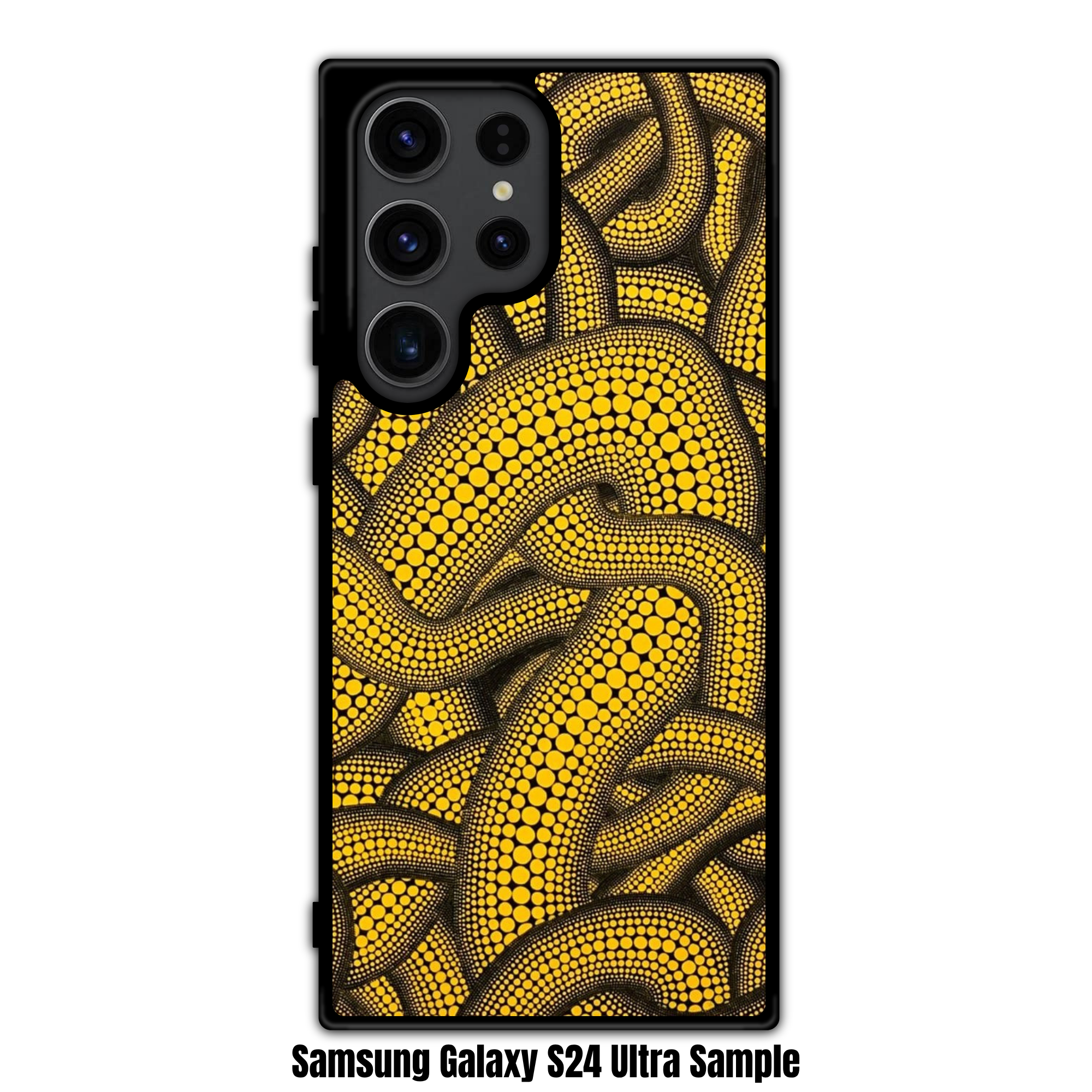 Yayoi Kusama Phone Case For iPhone Samsung Galaxy Pixel - Yellow And Black Polka Dot Tentacles Pattern