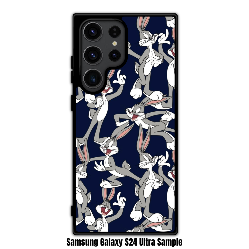 Looney Tunes Bugs Bunny Phone Case For iPhone Samsung Galaxy Pixel - Bugs Bunny Running And Posing Pattern On Navy Blue Background
