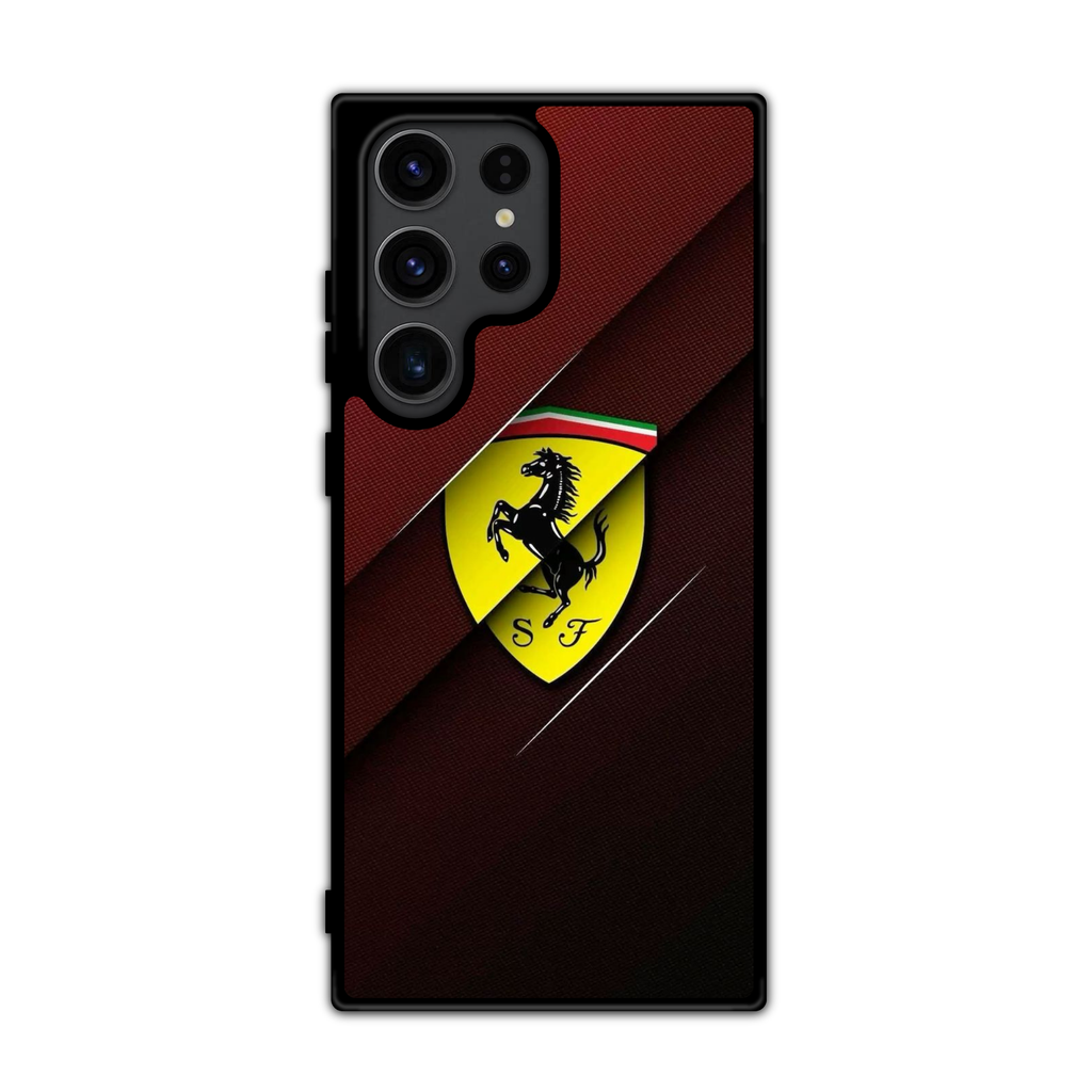 F1 Formula 1 Ferrari Phone Case For iPhone Samsung Galaxy Pixel - Ferrari Logo Layered On Black Red Background