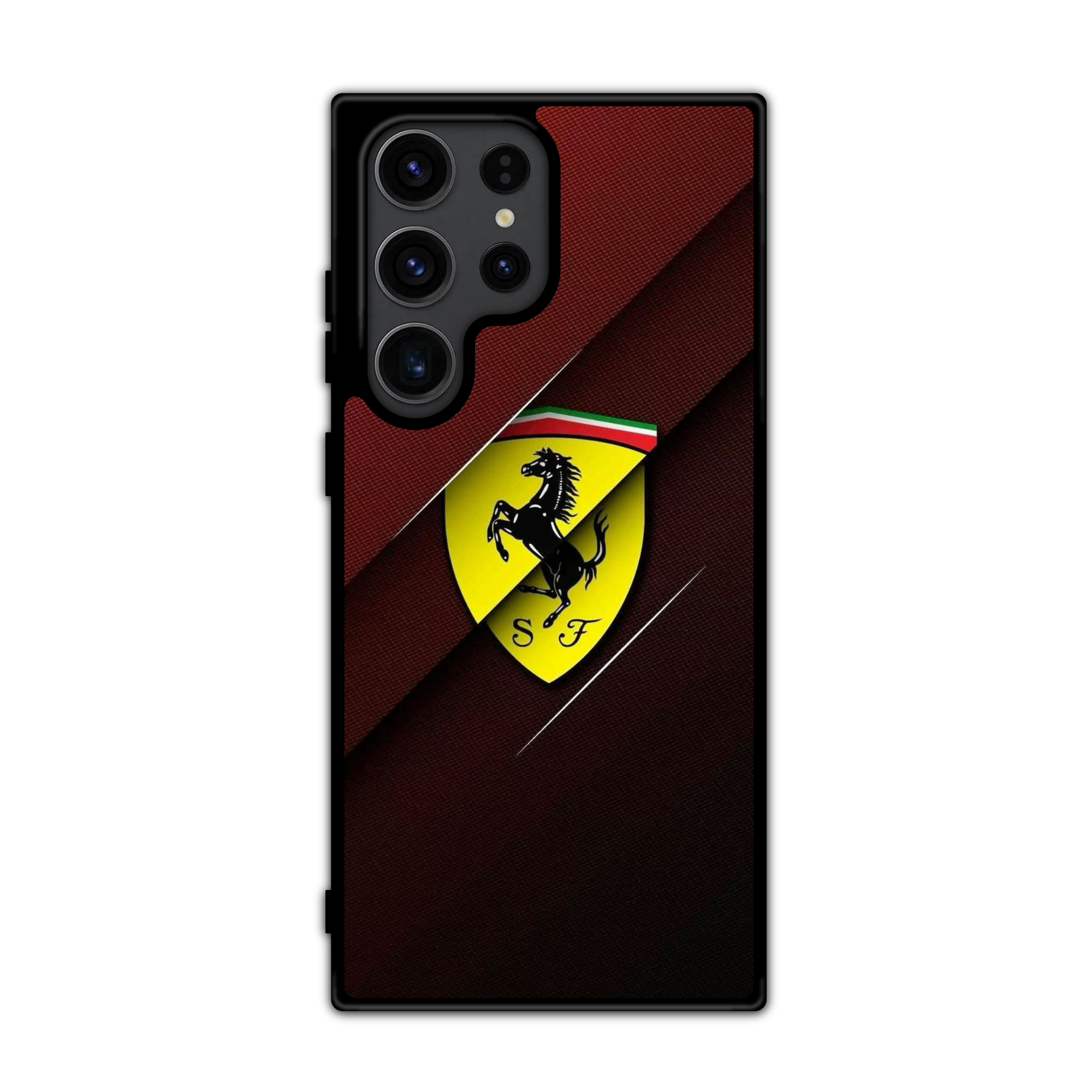 F1 Formula 1 Ferrari Phone Case For iPhone Samsung Galaxy Pixel - Ferrari Logo Layered On Black Red Background